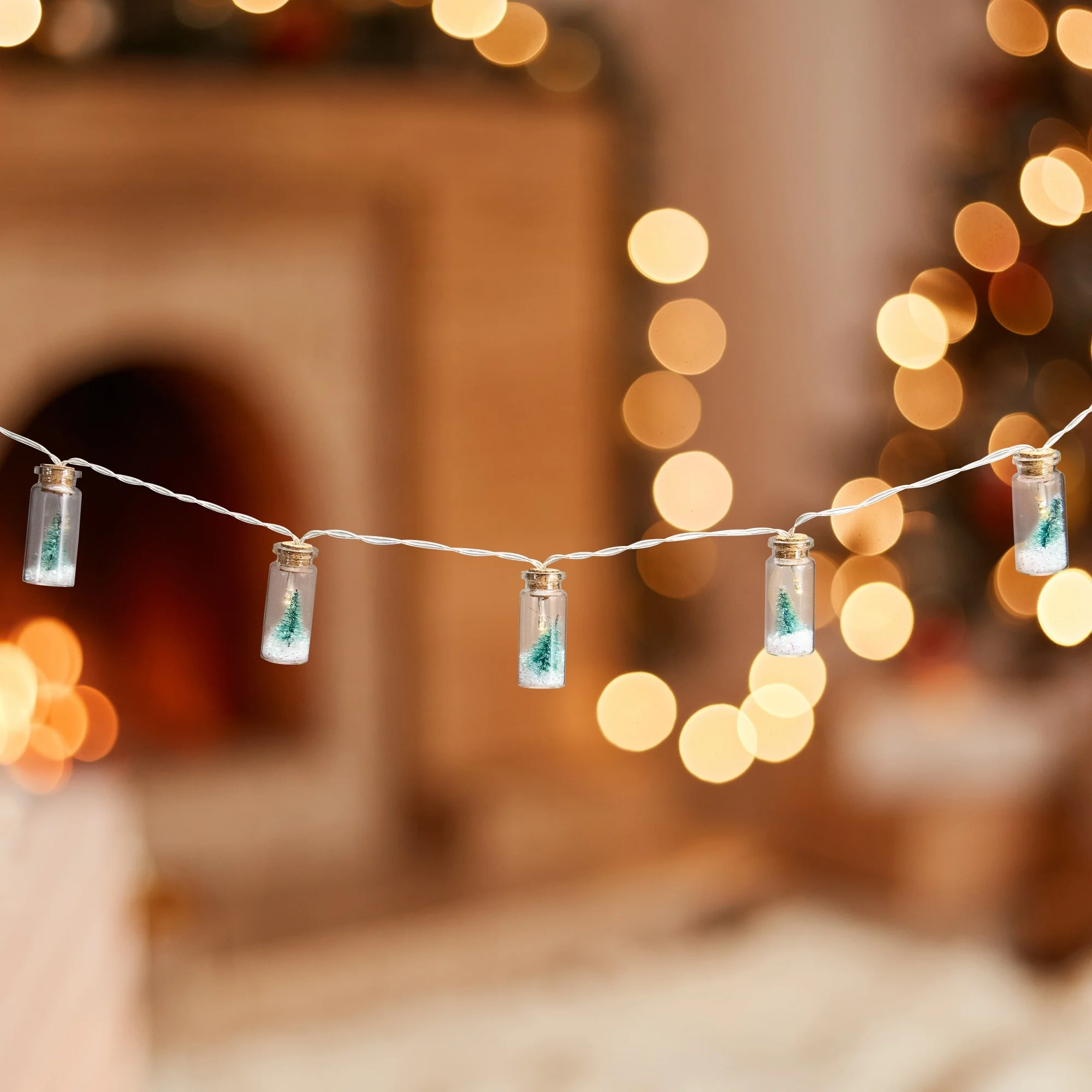 10 B/O Corked Bottle Tree LED white Christmas Lights 3ft Clear Wire