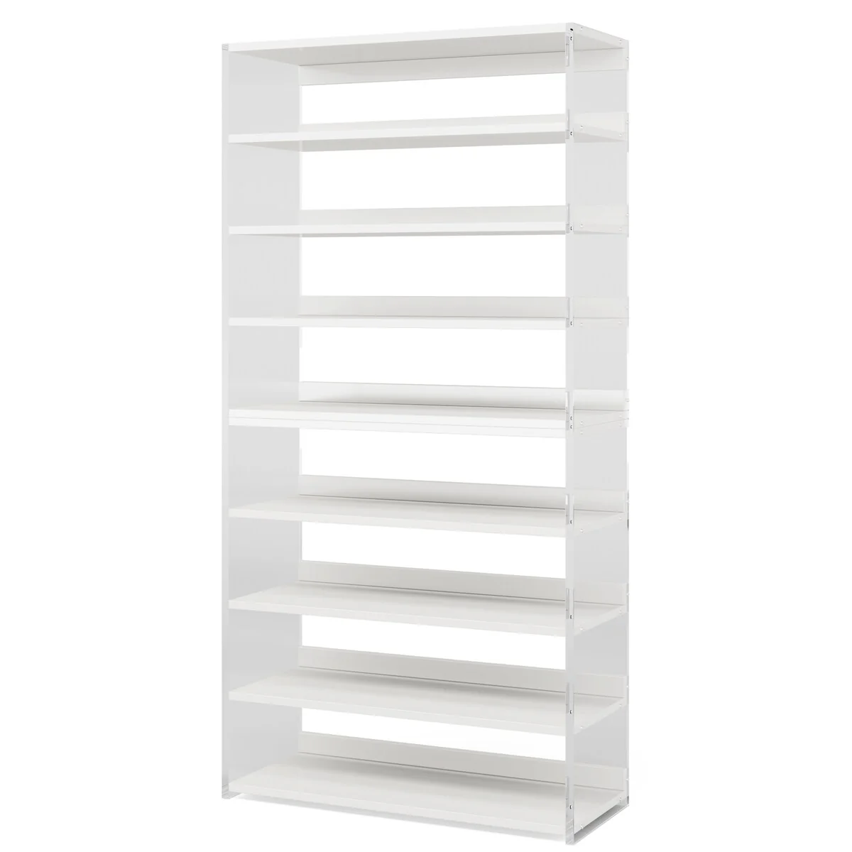 9-Tier Wood Shoe Storage Rack with Acrylic Side for Entryway
