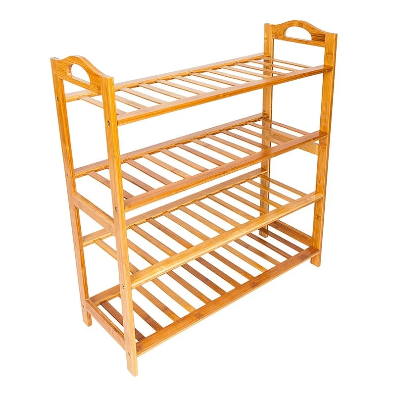 4-Tier Bamboo Shoe Rack Entryway Shoe Shelf Storage Organizer
