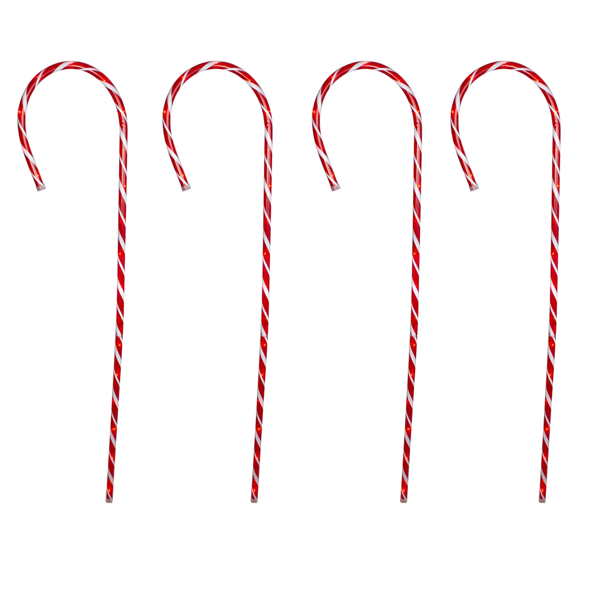 Set of 4 Red White Stripped Cy Cane Stakes Christmas Outdoor Decor 60
