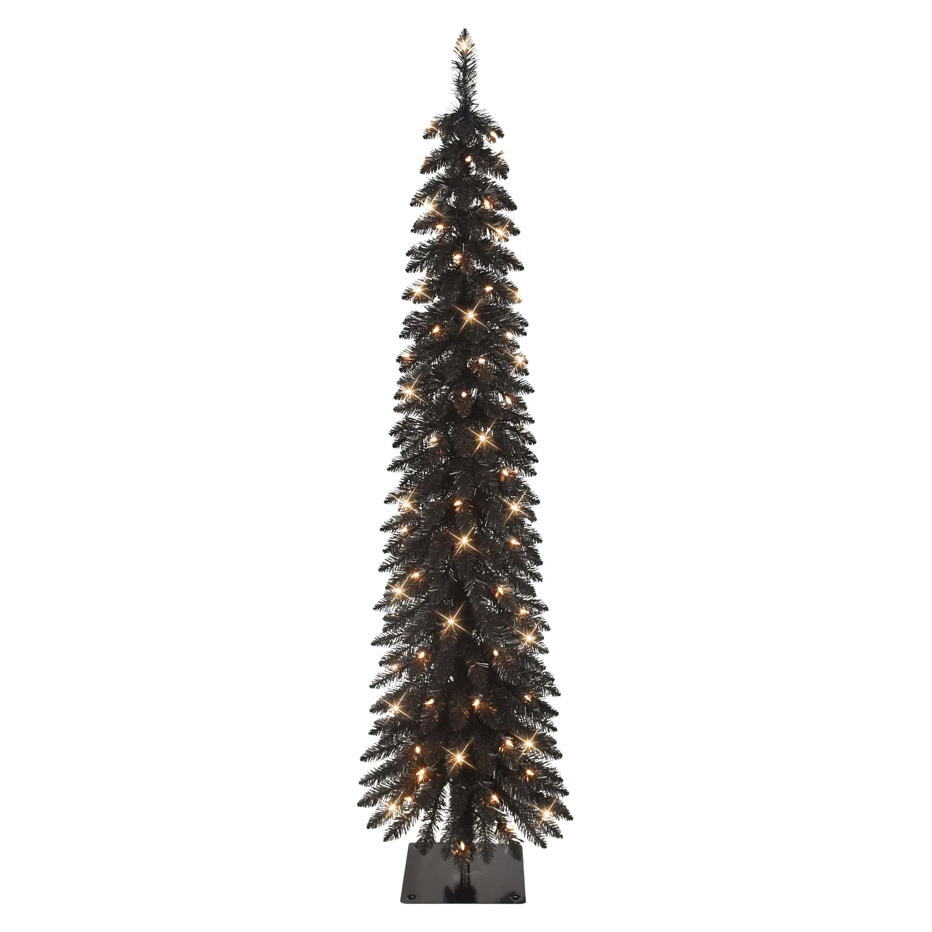 Puleo International 6' Pre-Lit Artificial Black Alpine Pencil Tree