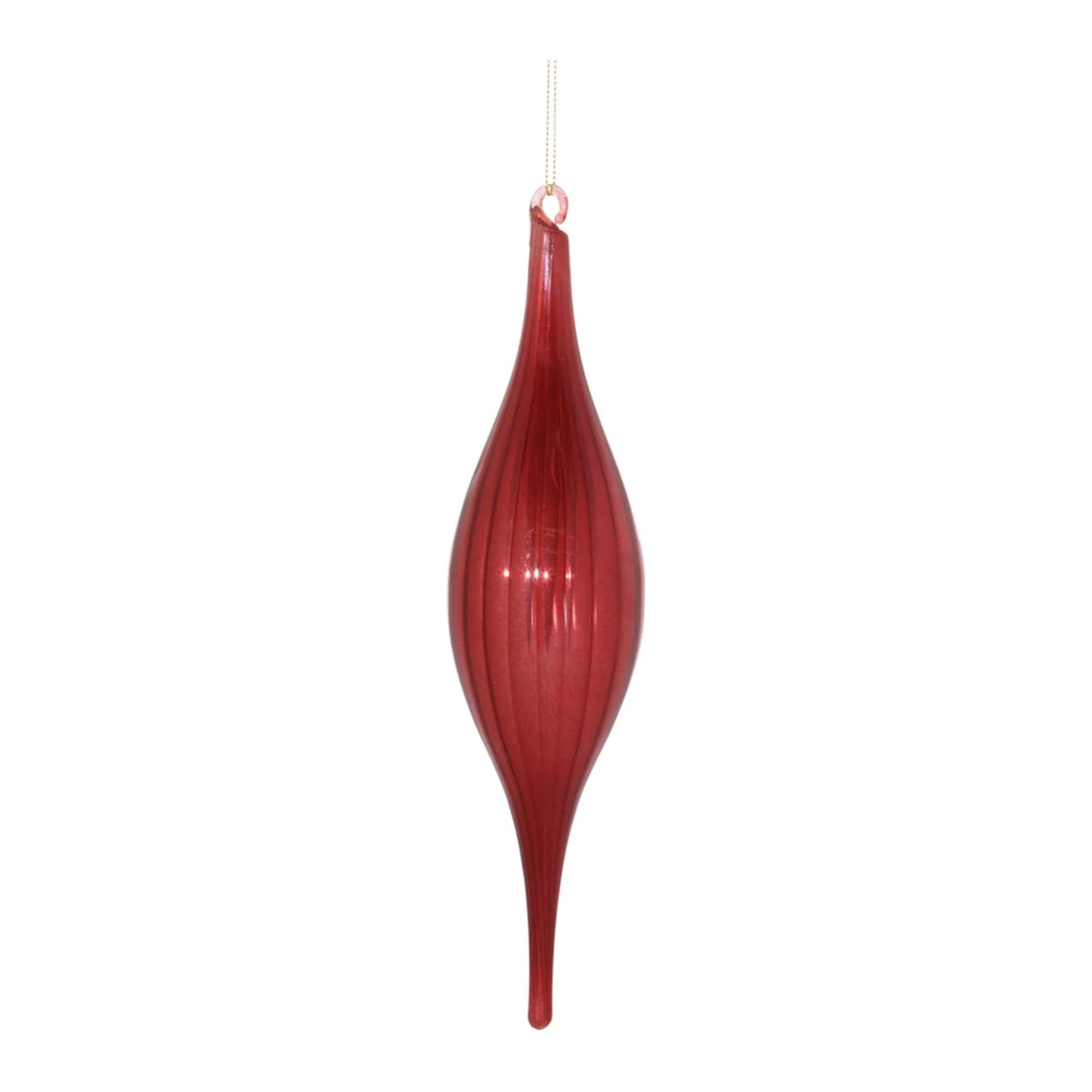 Ribbed Drop Glass Christmas Ornaments - 10.5