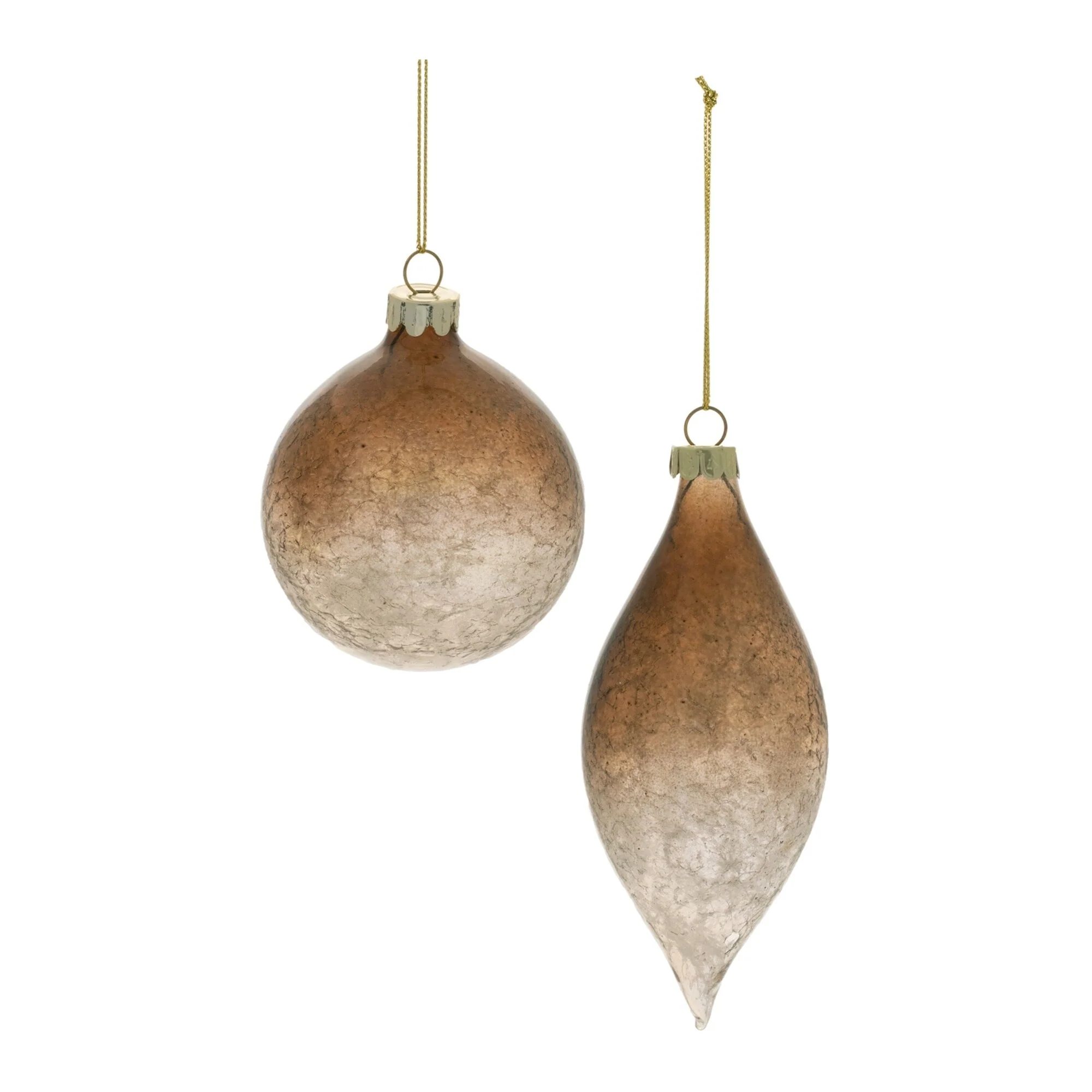 Ombre Crackled Glass Drop and Ball Christmas Ornaments - 6