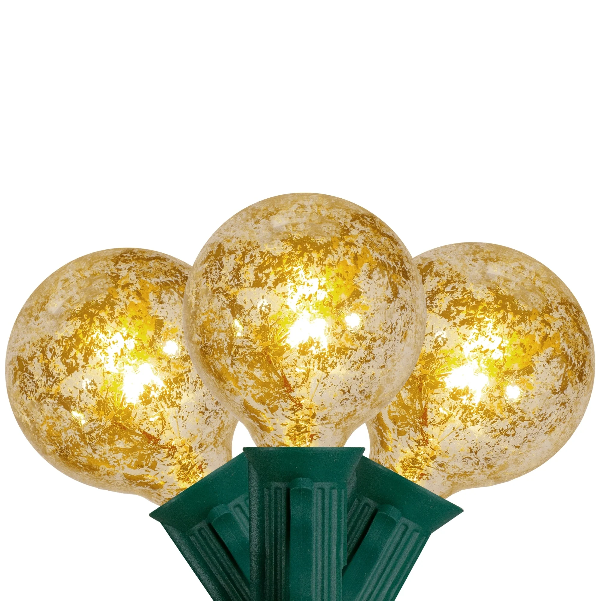 10ct Clear Mercury Glass G50 Globe Christmas Light Set 9ft Green Wire