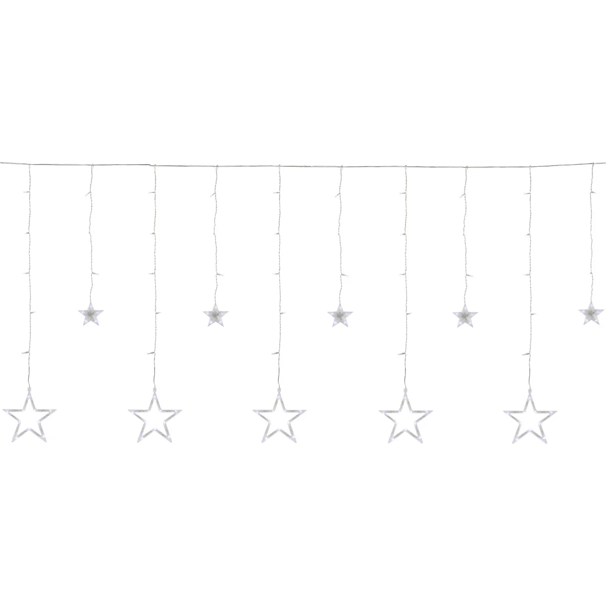 Christmas Stars Icicle Lights - 8.25' - Pure White LED Lights - Clear Wire - 12ct