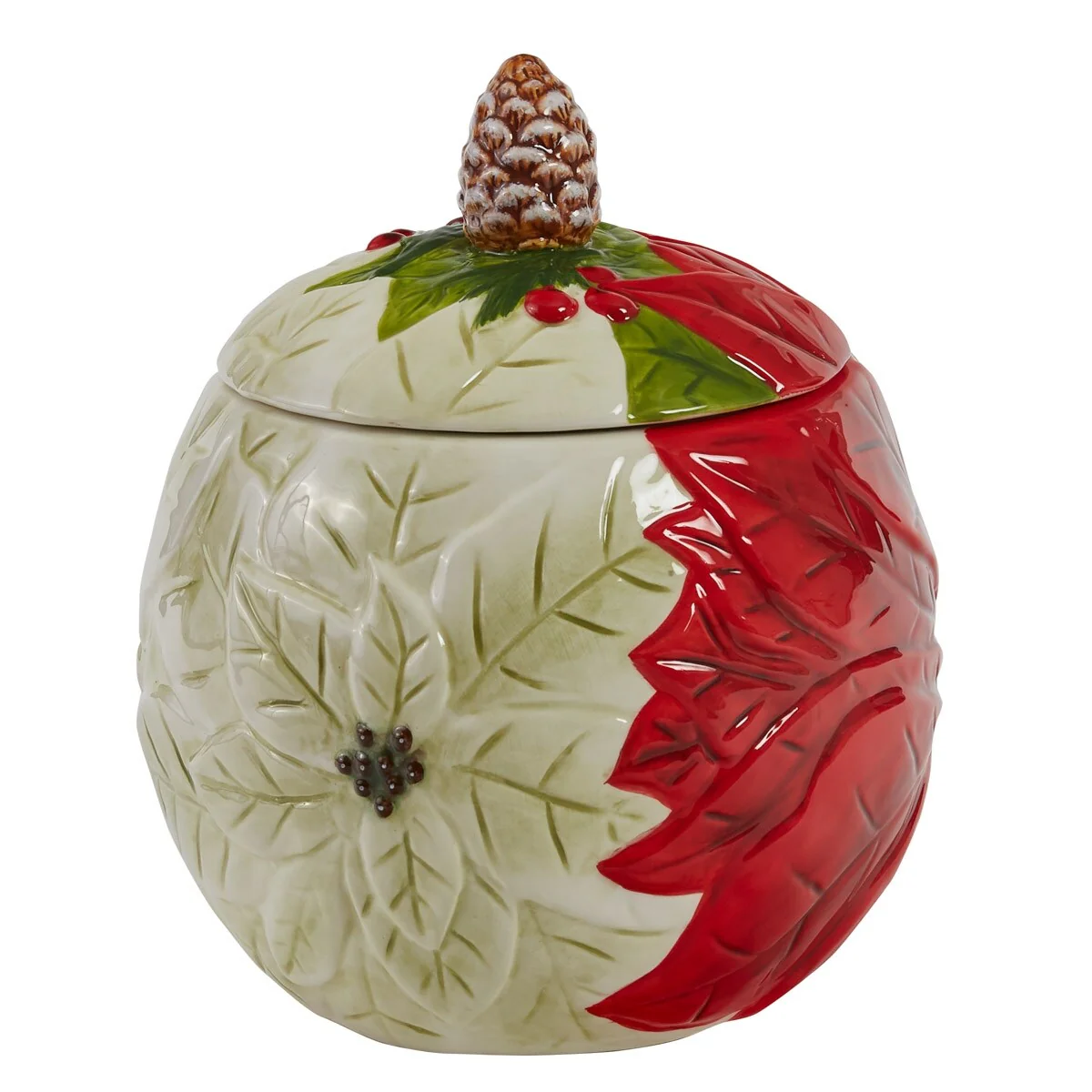 Park Designs Poinsettia Pine Cookie Jar - 9.25