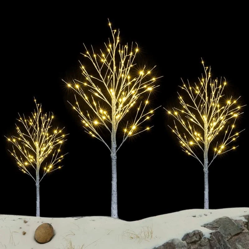 Pre Lit White Birch Tree Christmas Holiday Party Decorations Starlit Tree for Indoor Outdoor Use