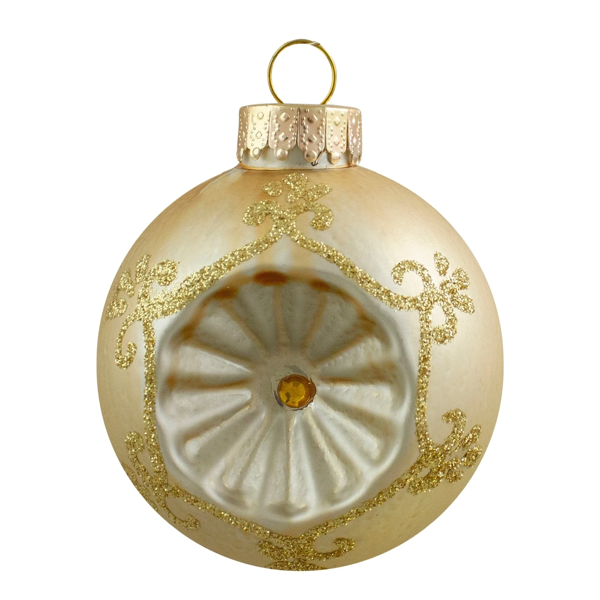 6ct Gold 2-Finish Retro Reflector Glass Christmas Ball Ornaments 2.75