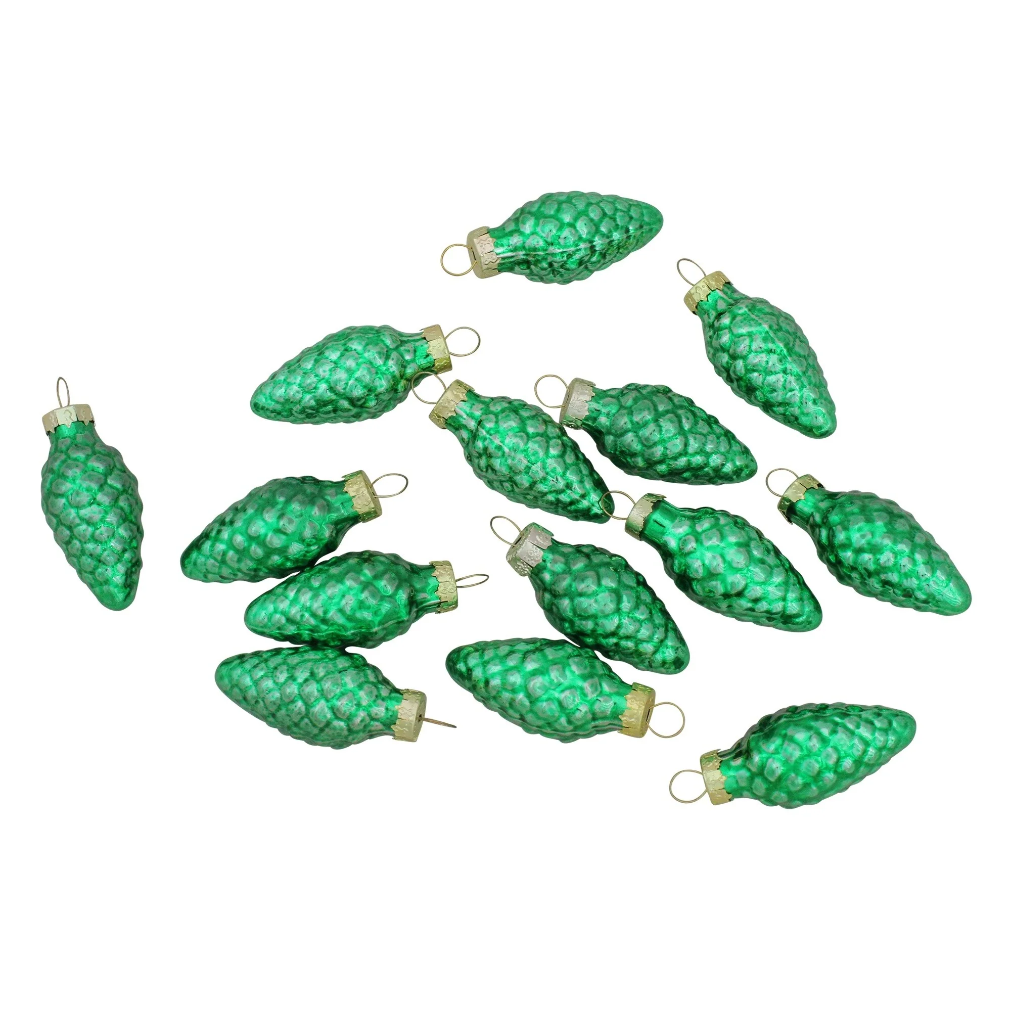 Shiny Finish Glass Christmas Pinecone Ornaments 1.75