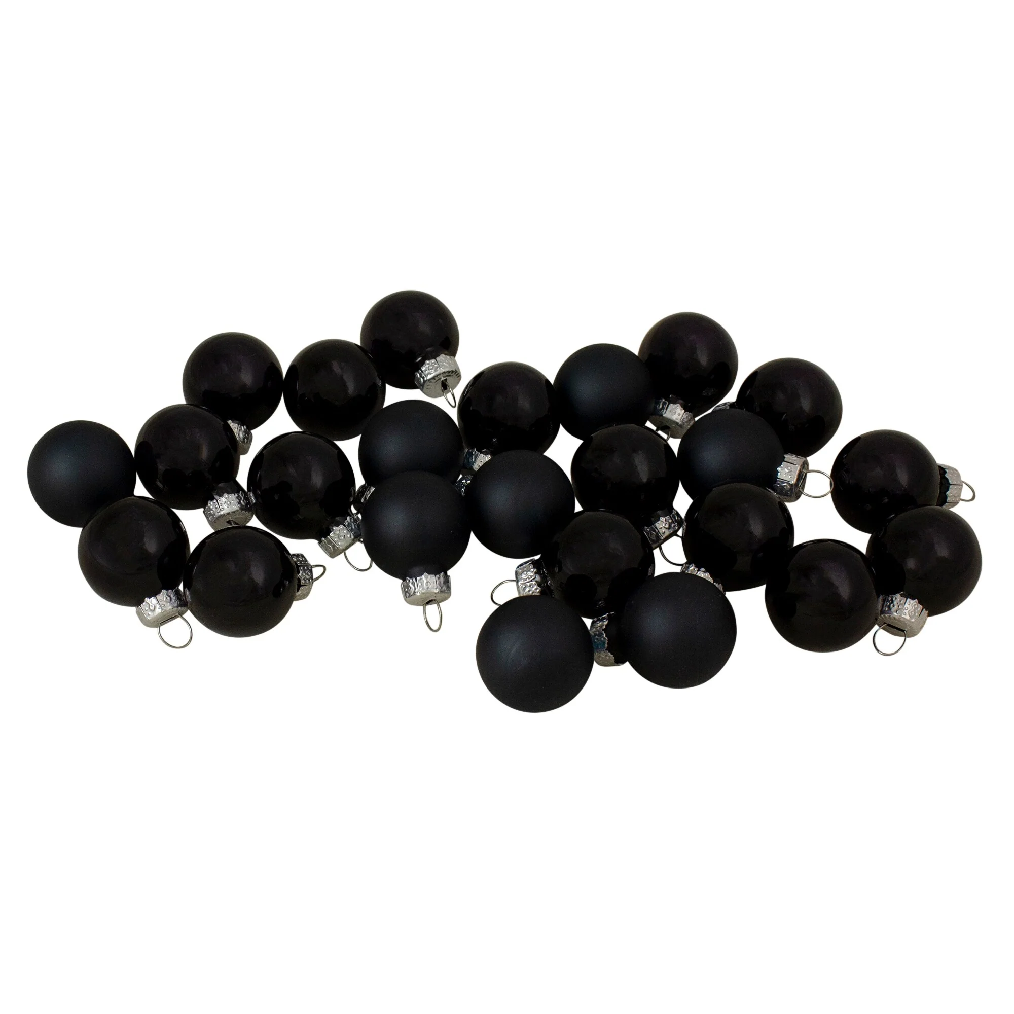24ct Shiny and Matte Black Glass Ball Christmas Ornaments 1