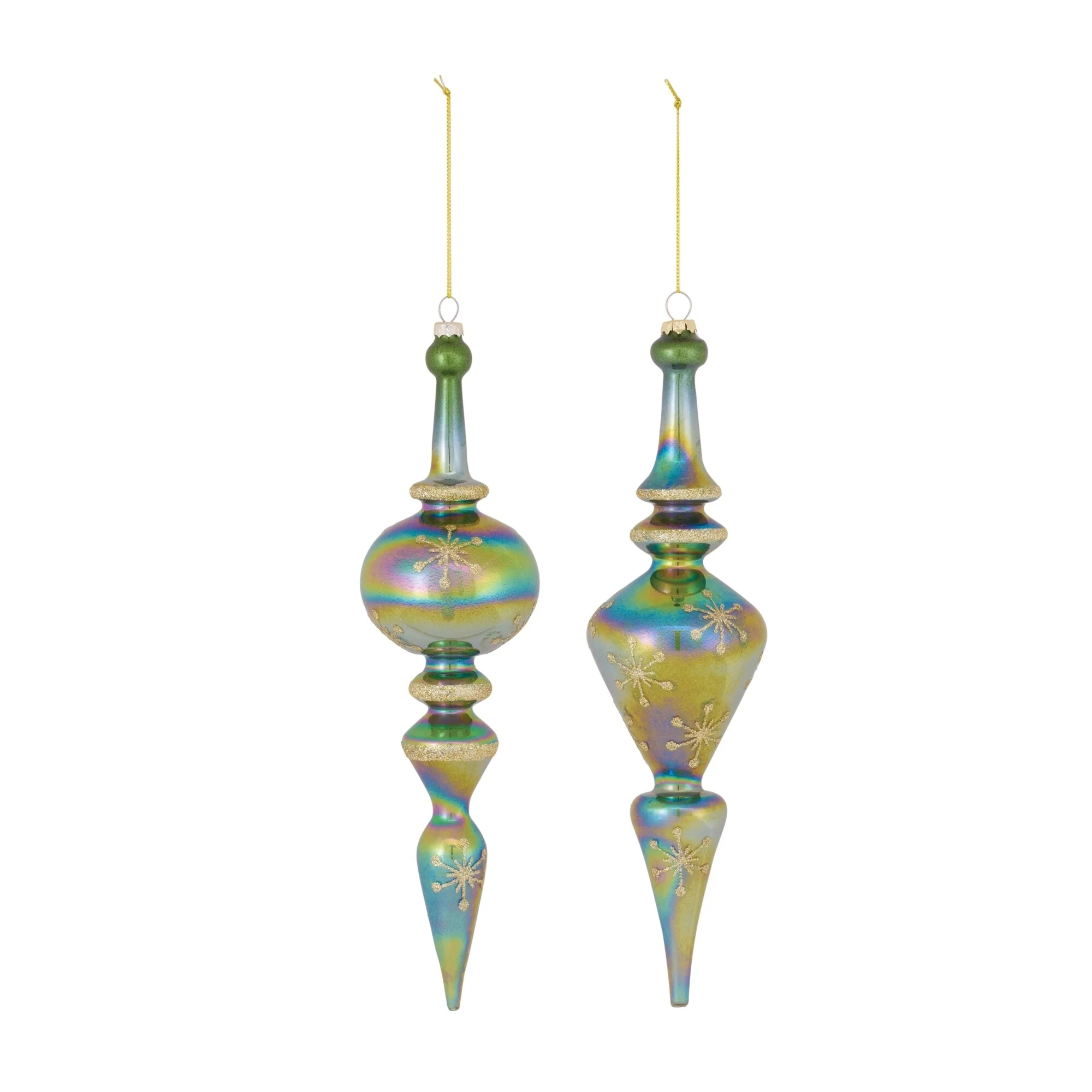 6ct Iridescent Glass Finial Christmas Drop Ornaments 12.5