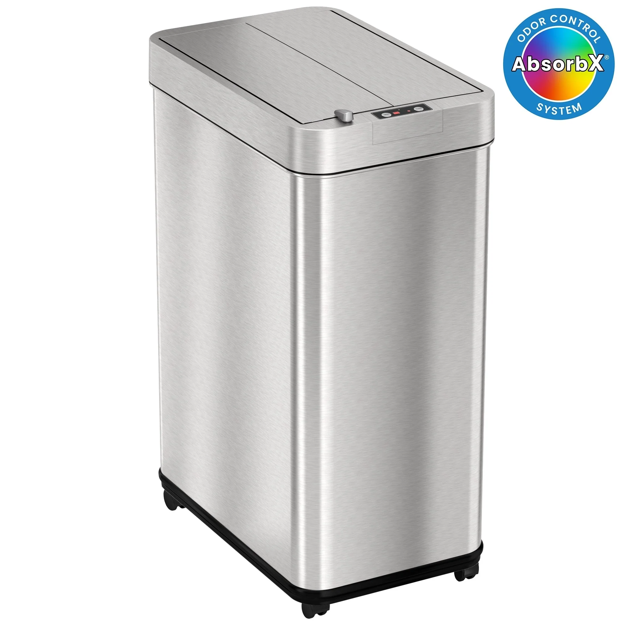 iTouchless 13 Gallon / 49 Liter Wings Lid Sensor Kitchen Trash Can with Wheels and Dual Odor Filters