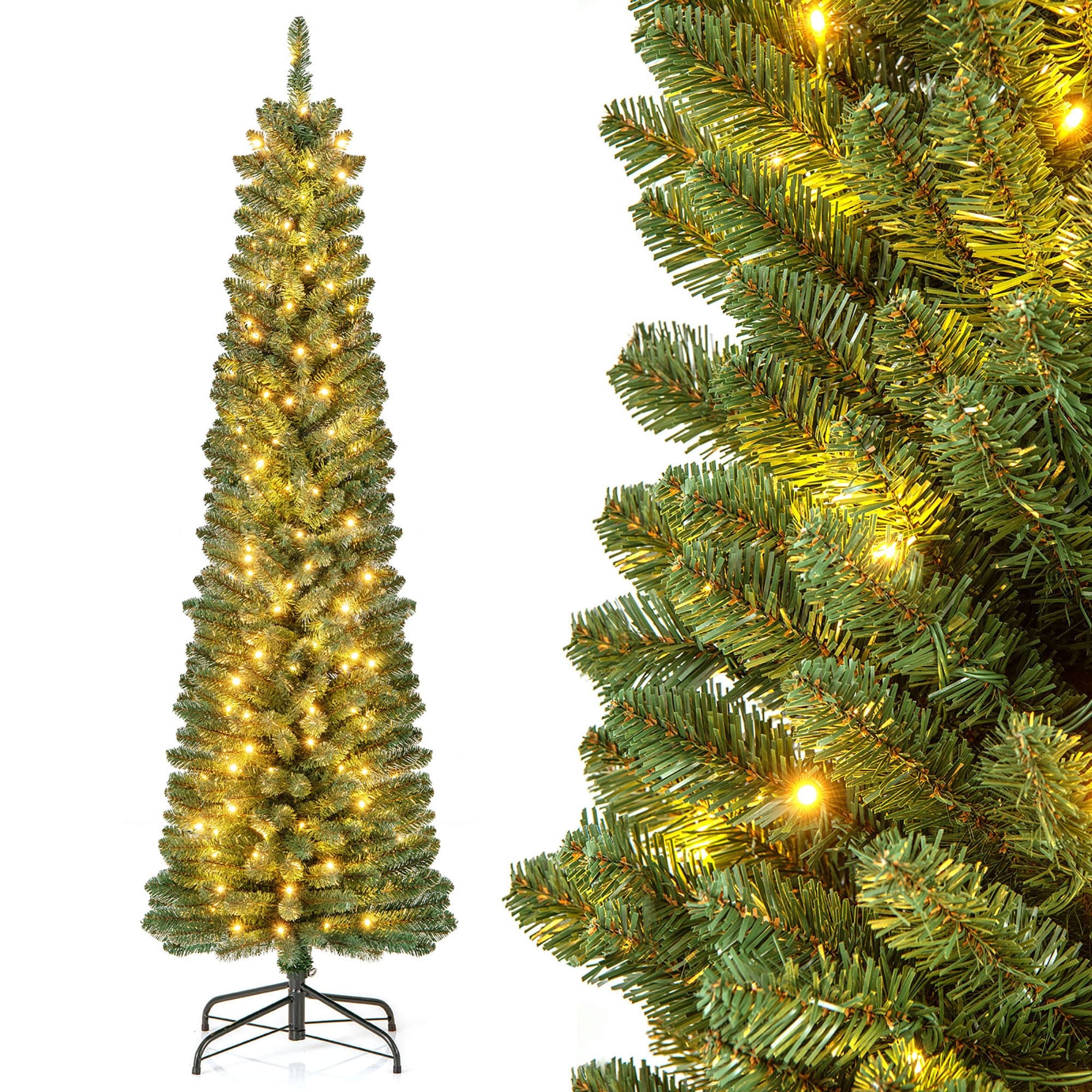 Gymax 6/7/8 FT Pencil Christmas Tree w392/523/671 Memory Wire Branch - See Details