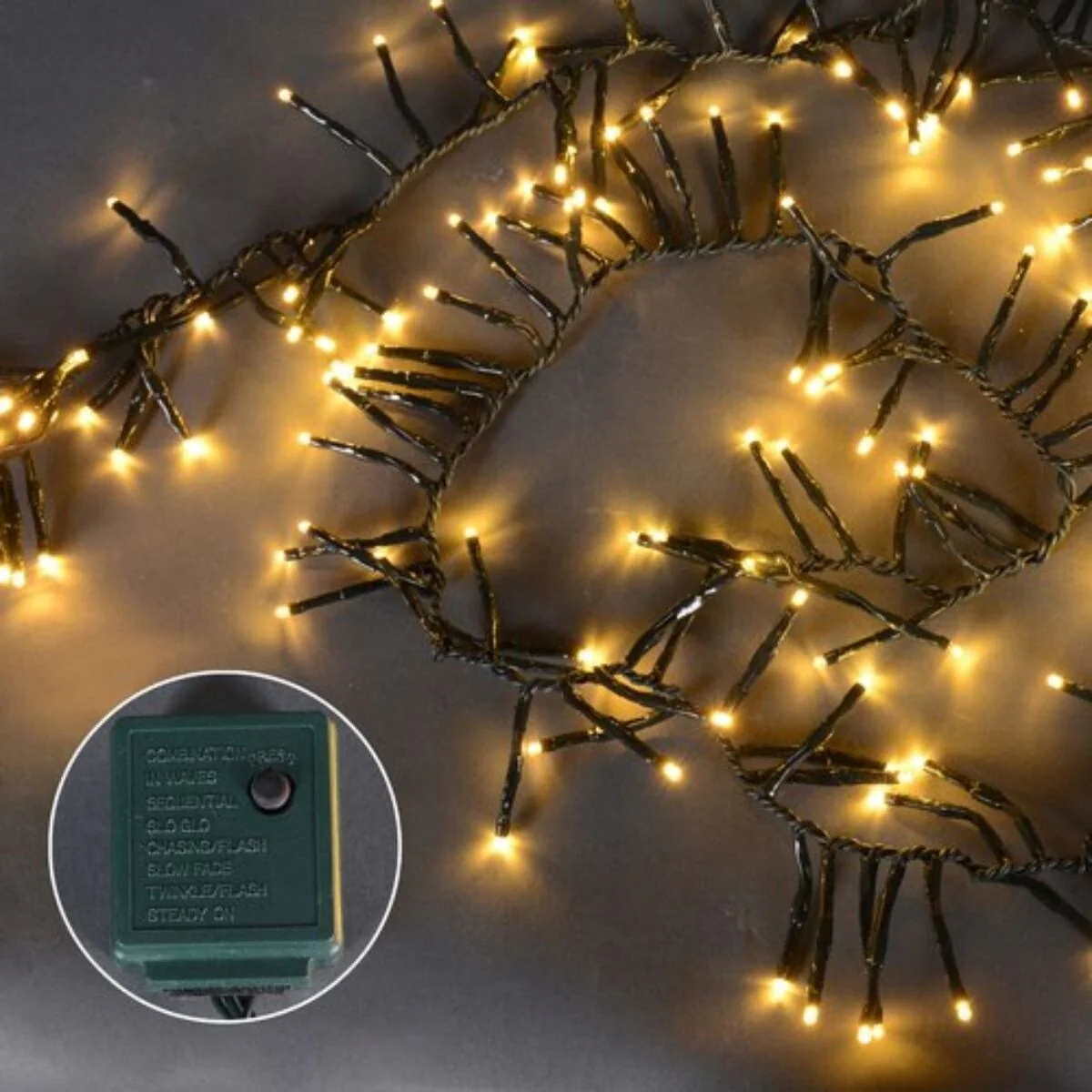 200 Warm White Multi-Function LED M5 Mini Christmas Lights - 20.5 ft