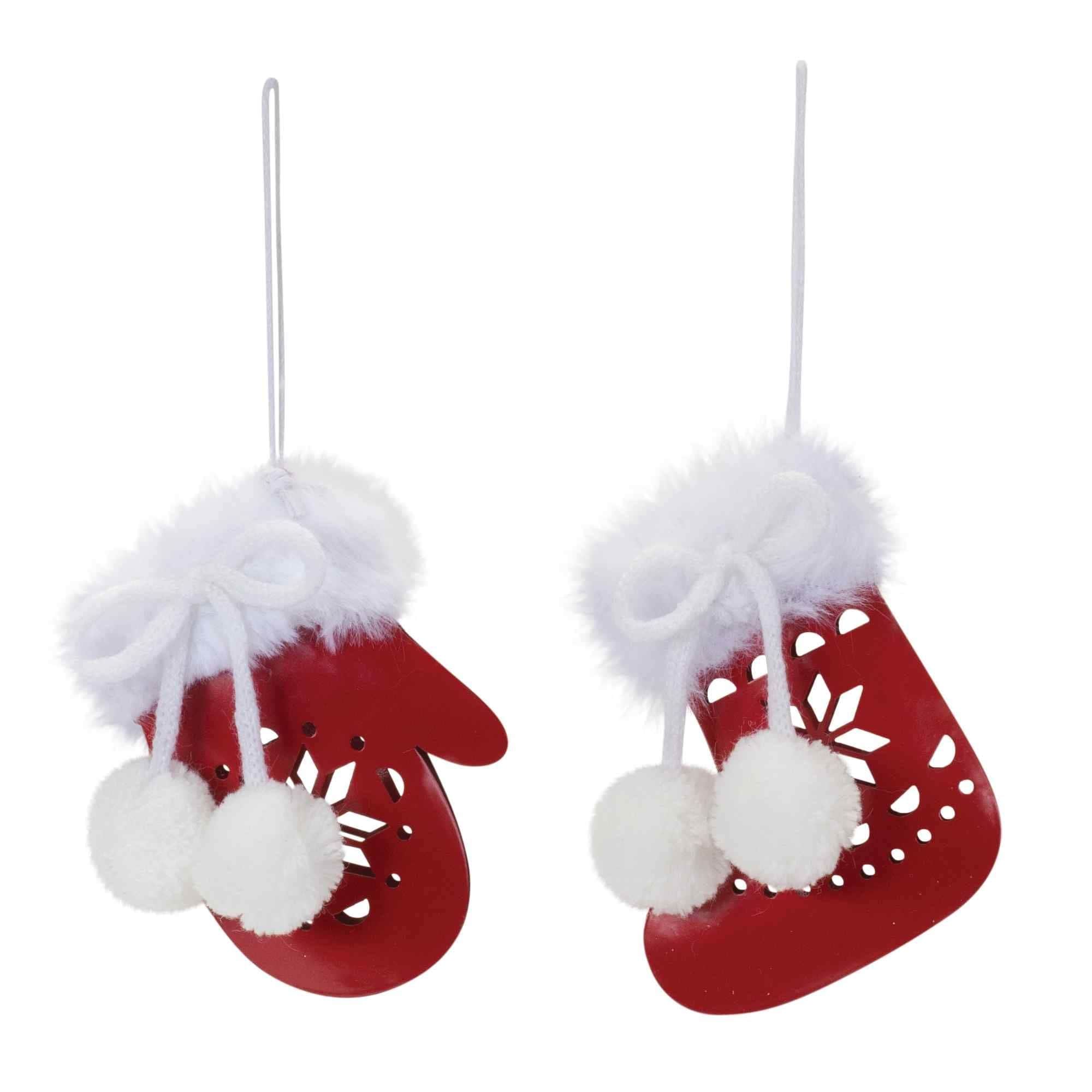 Mitten and Stocking Snowflake Christmas Ornaments - 4
