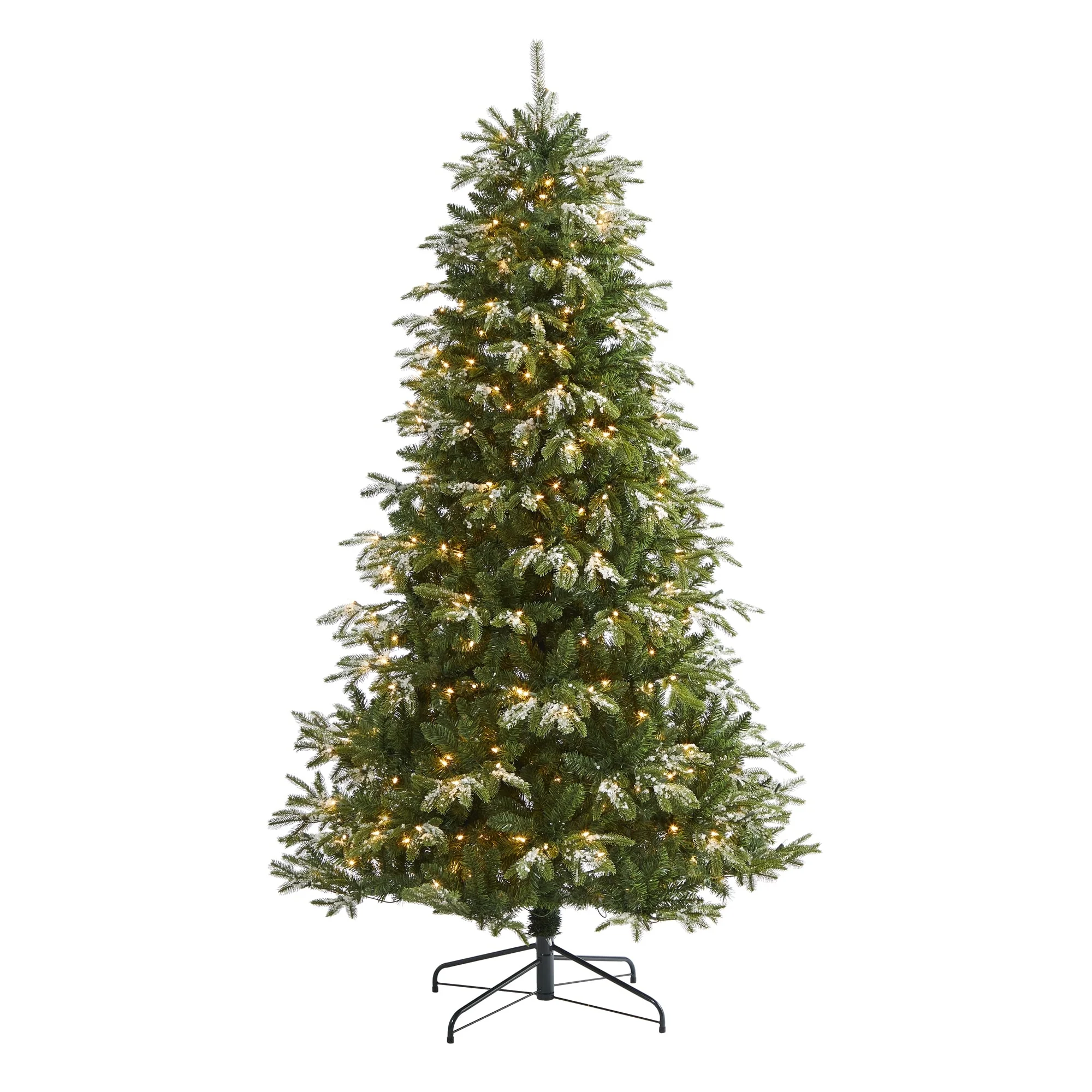 7’ Pre-Lit Snowed Teton Fir Artificial Christmas Tree, Clear LED Lights - 7 Foot