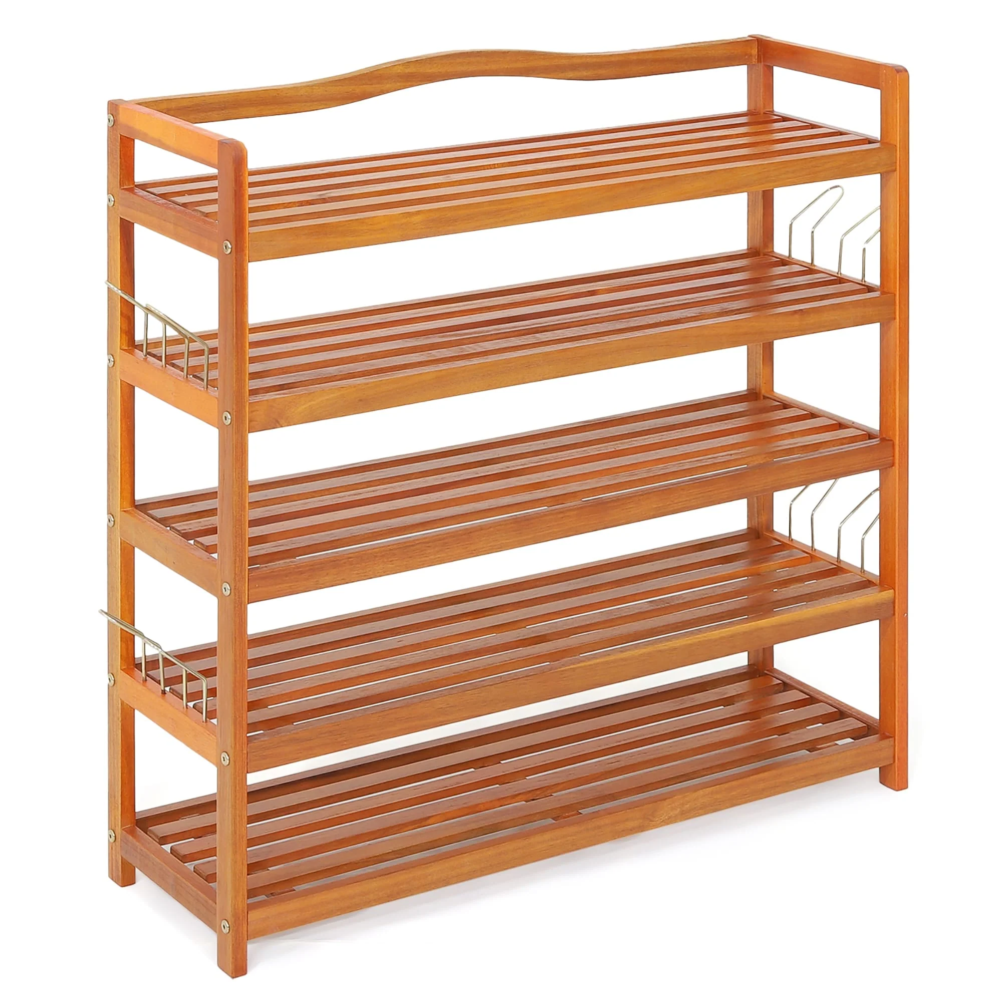 Costway 5-Tier Wood Shoe Rack Freestanding Large Shoe Storage