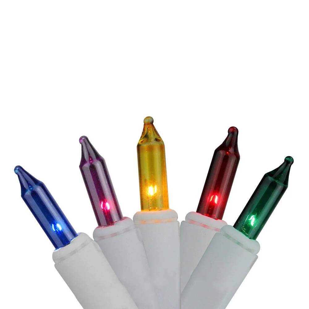 50 Multi-Color Mini Window Curtain Christmas Icicle Lights - White Wire