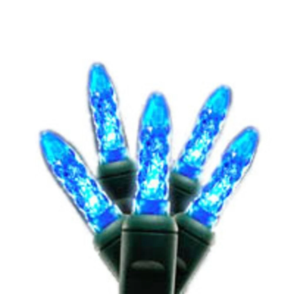 Set of 35 LED Blue M5 Mini Christmas Lights - Green Wire