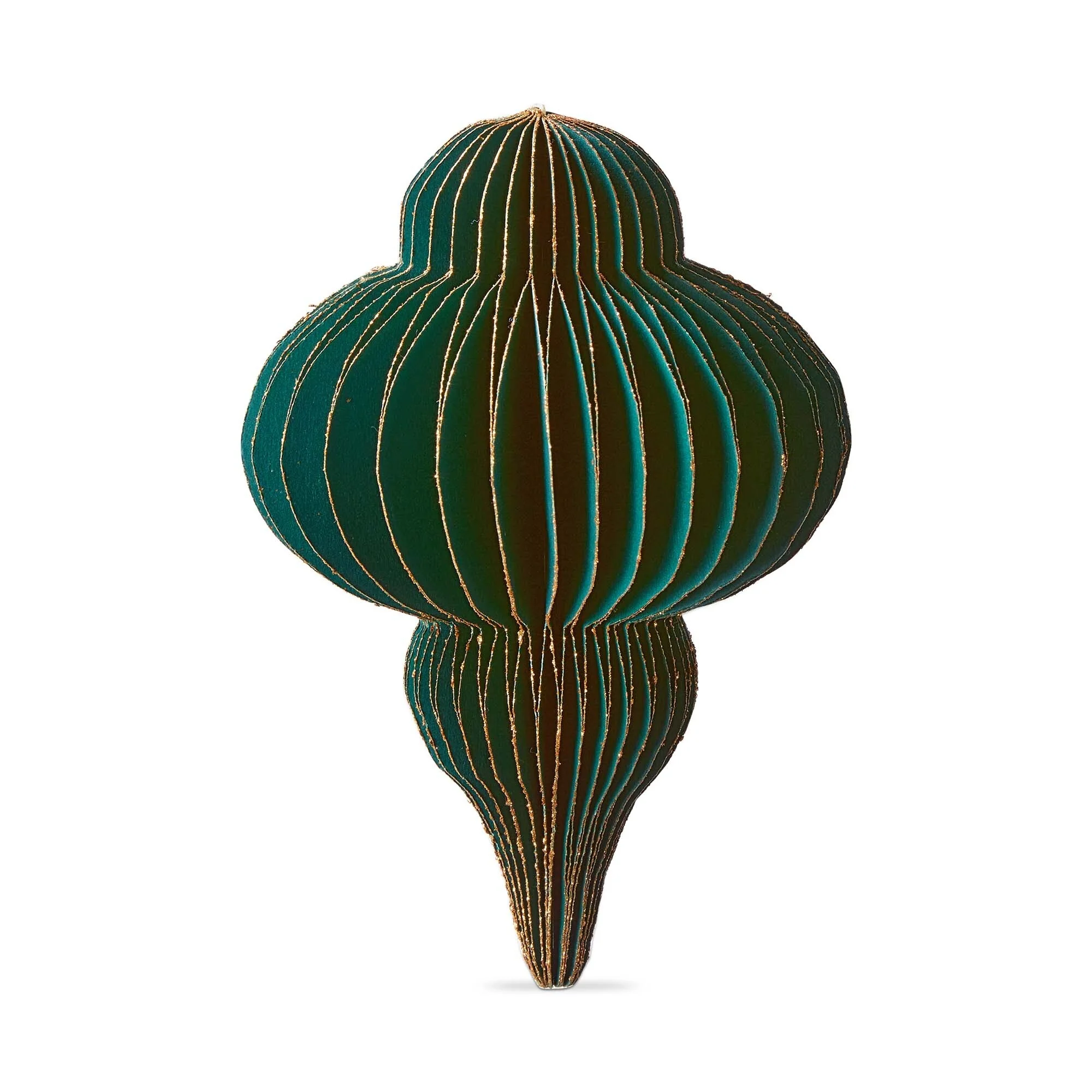 Glimmer Paper Finial Decor Wide Green