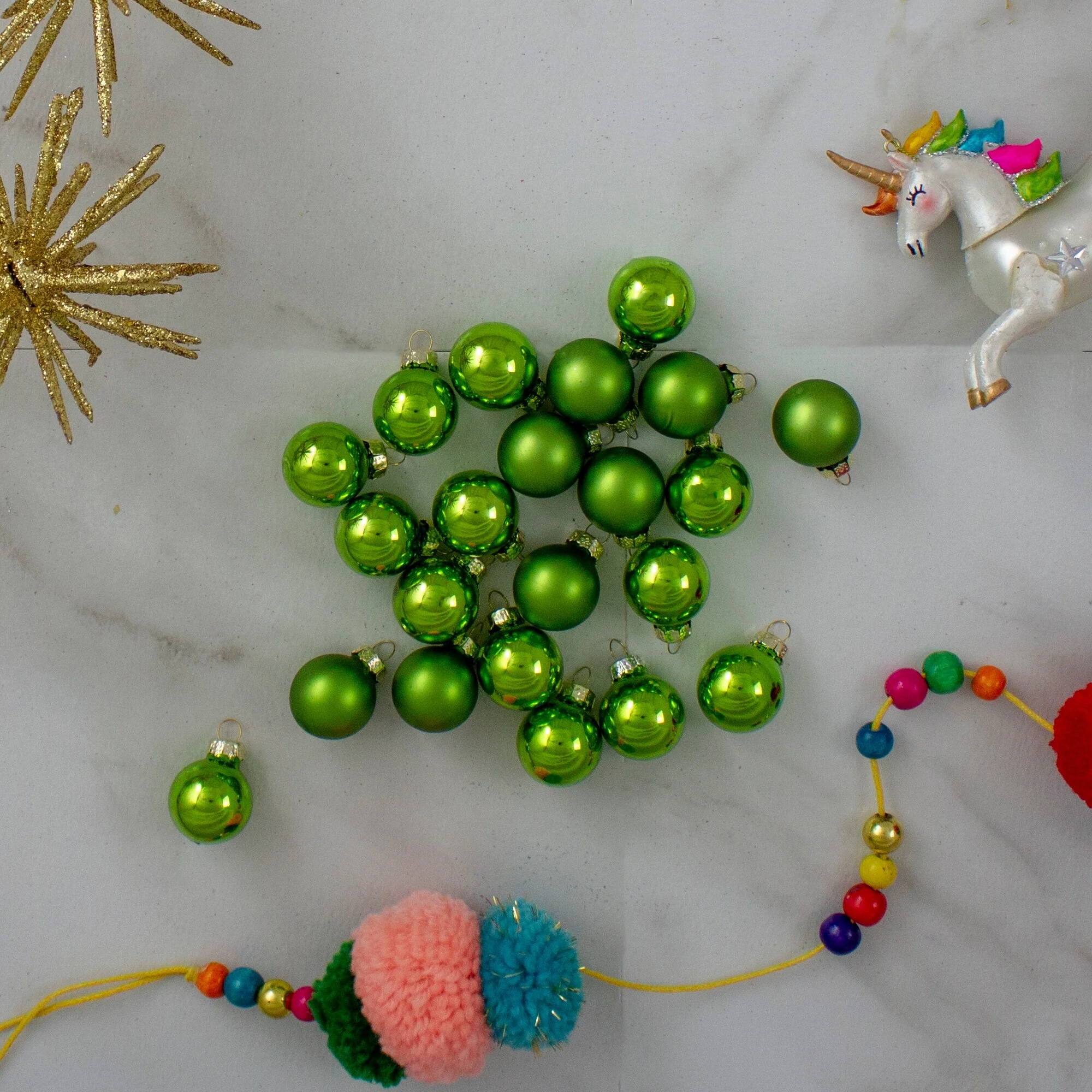 24ct Kiwi Green 2-Finish Glass Ball Christmas Ornaments 1