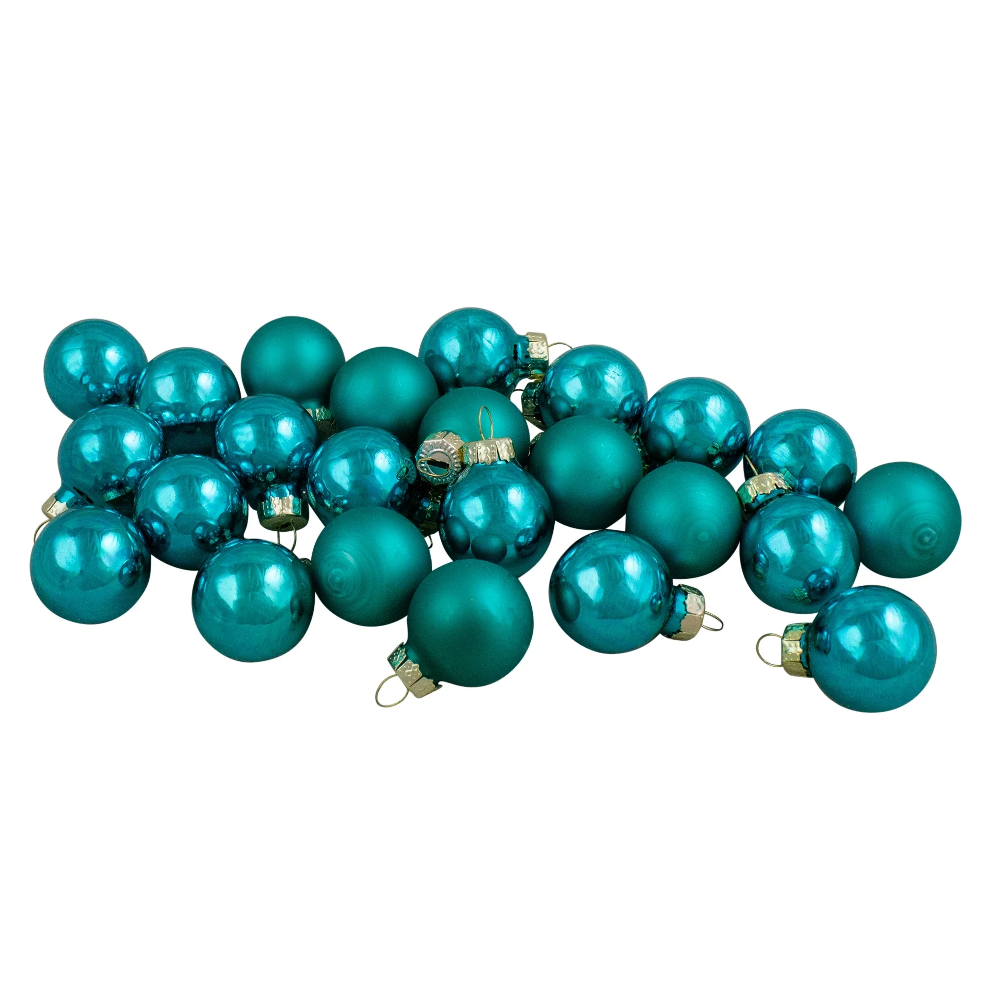 24ct Shiny Matte Teal Green Glass Ball Christmas Ornaments 1