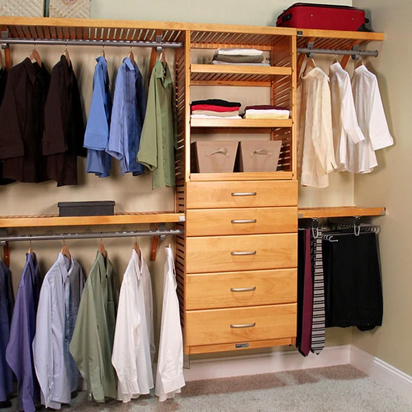 John Louis Home Solid Wood Walk-In Closet System with 5-Drawers