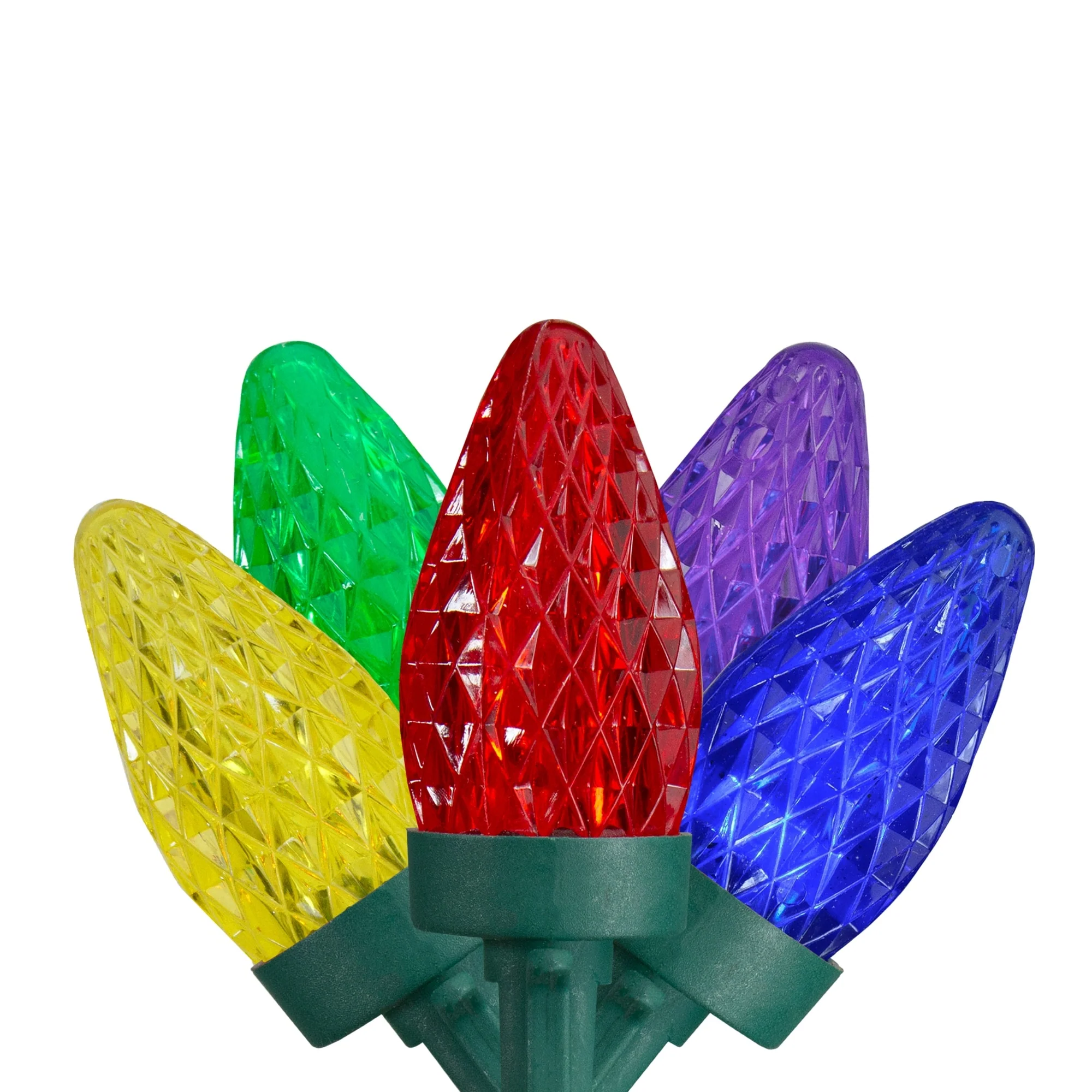 50 Count Multi-Color LED C7 Christmas Lights 20.25 ft Green Wire