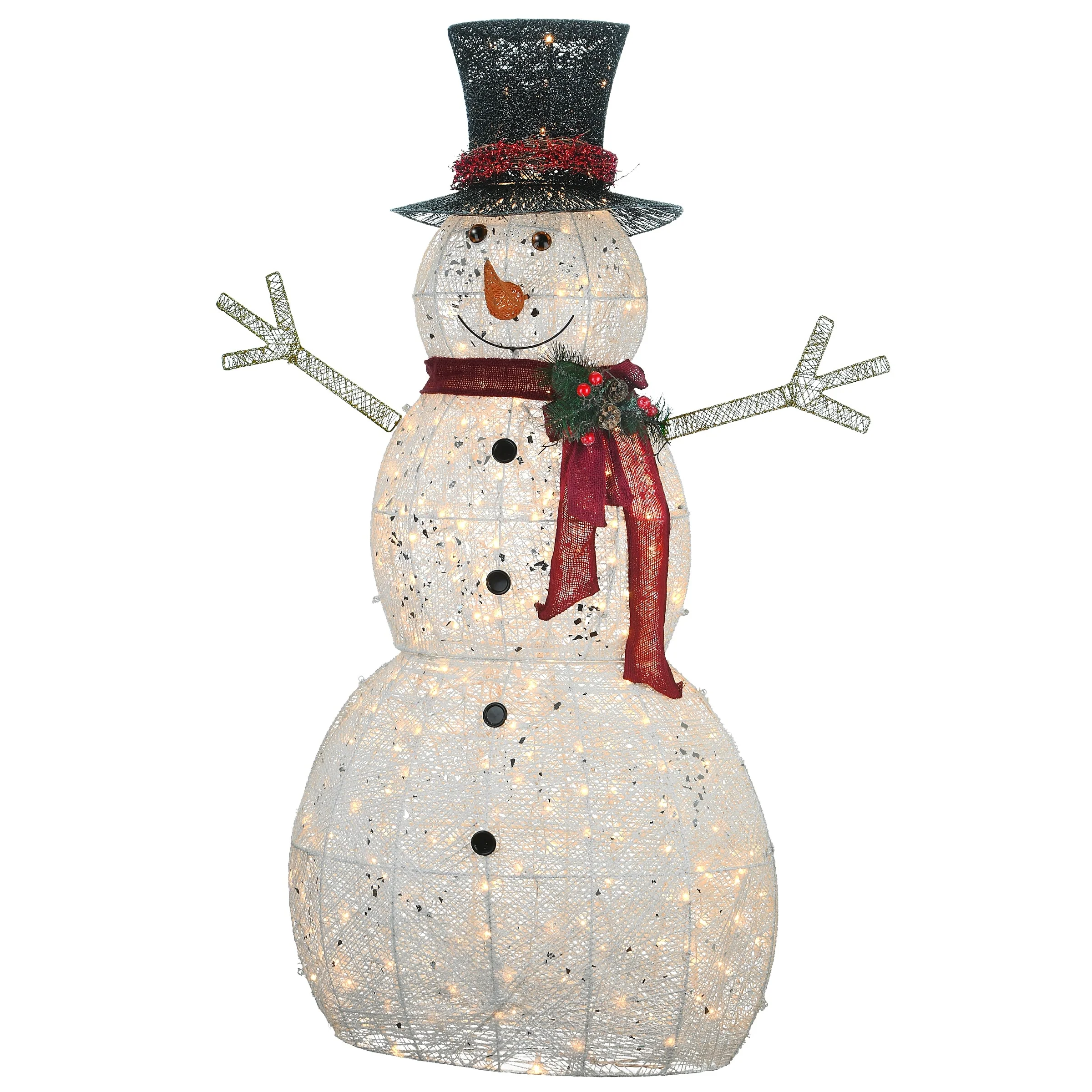 National Tree Company 5 ft. Snowman Decoration With Clear Lights - White - 5 ft
