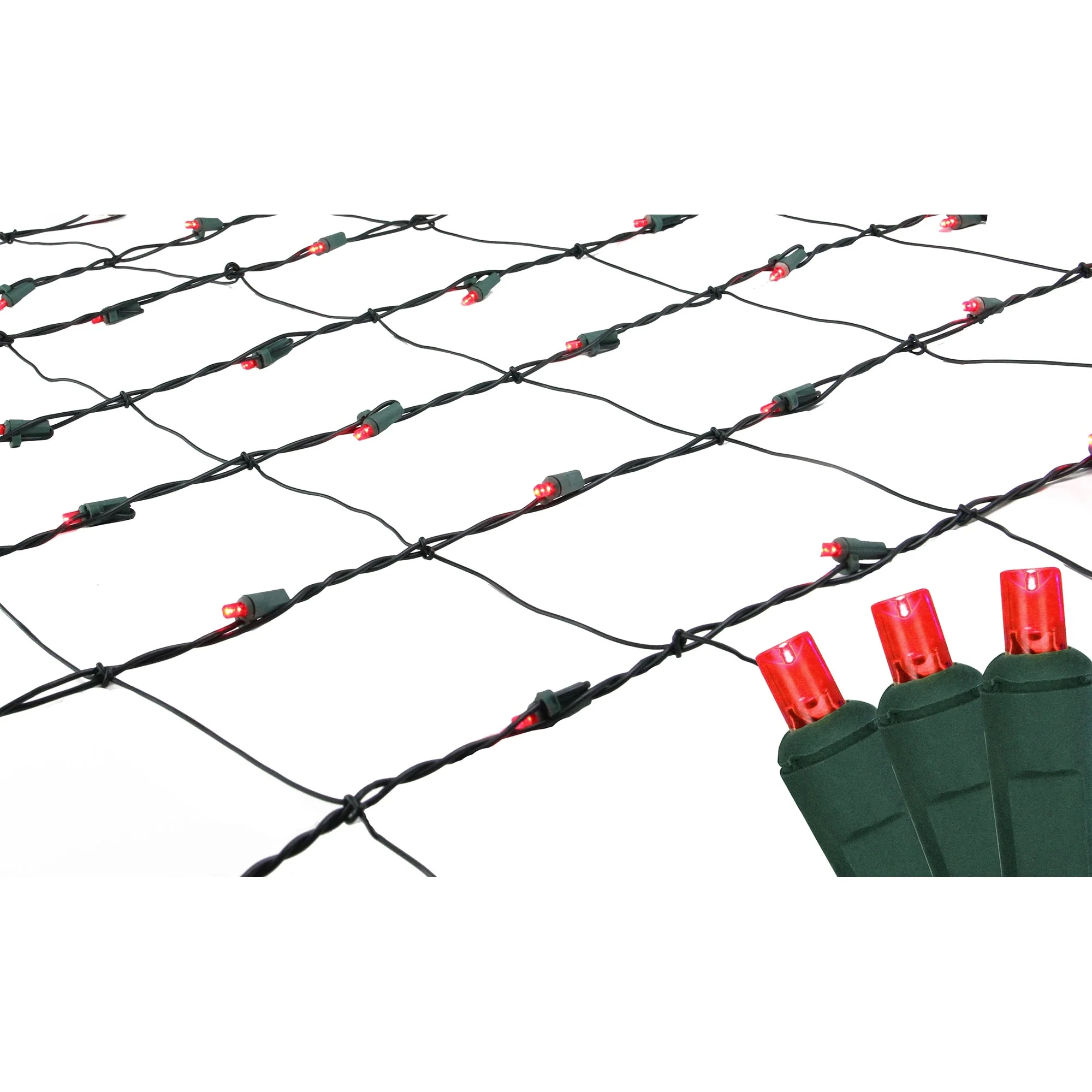 4' x 6' Red LED Wide Angle Net Style Christmas Lights - Green Wire