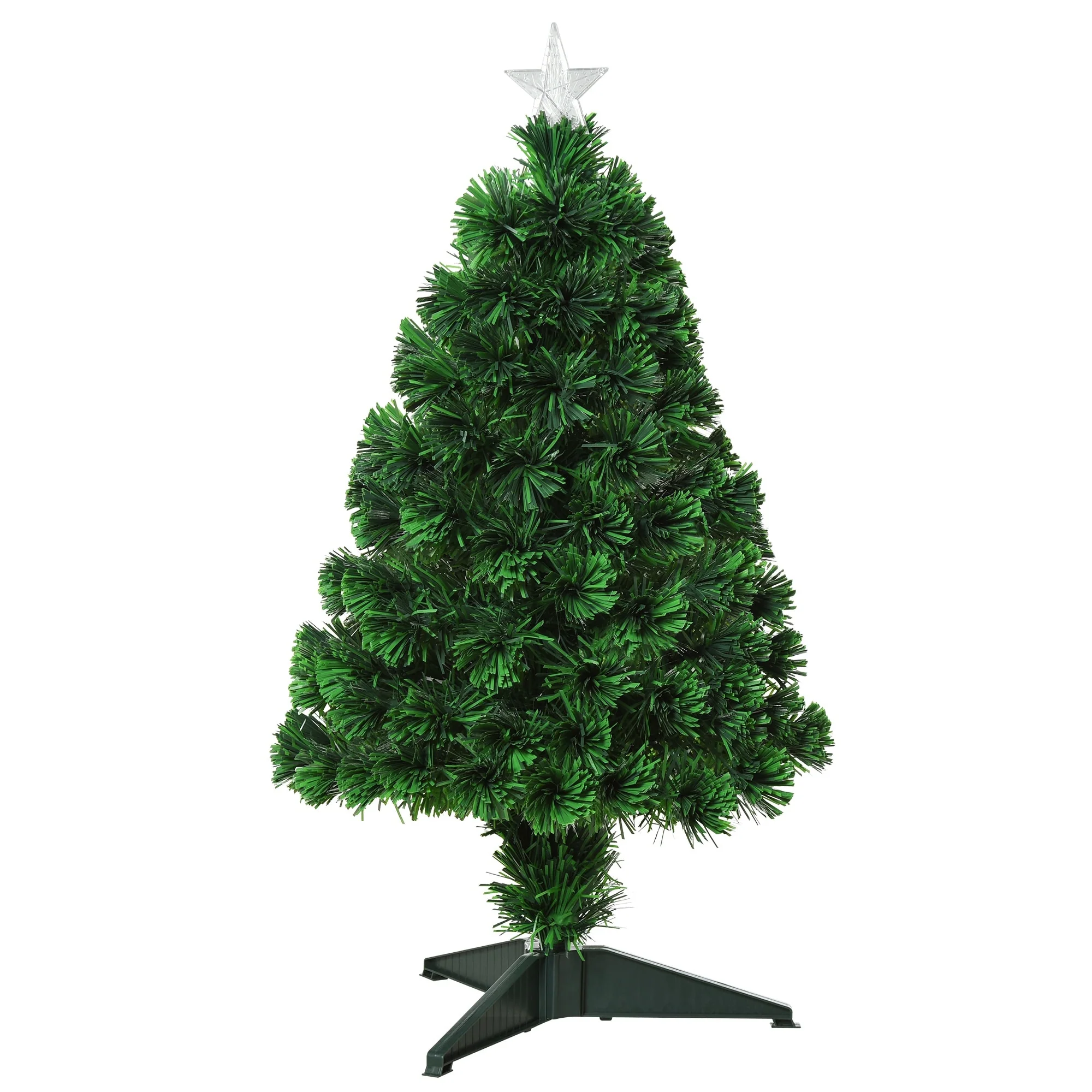 2.5ft Artificial Tabletop Christmas Tree, Pre-Lit Fiber Optic LED, 85 Realistic Branch Tips, Stable Base, Holiday Décor