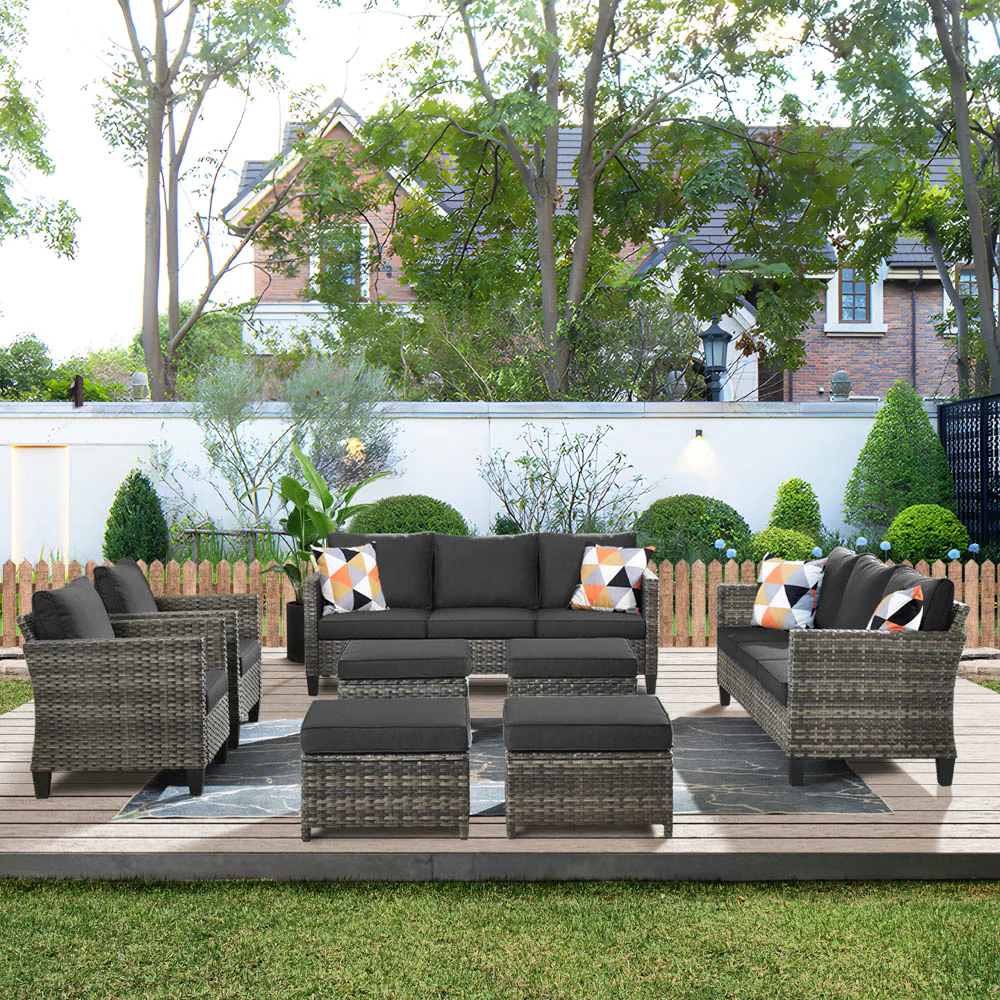 Ovios Patio Furniture Set New Vultros 8-Piece High Back with Cushions