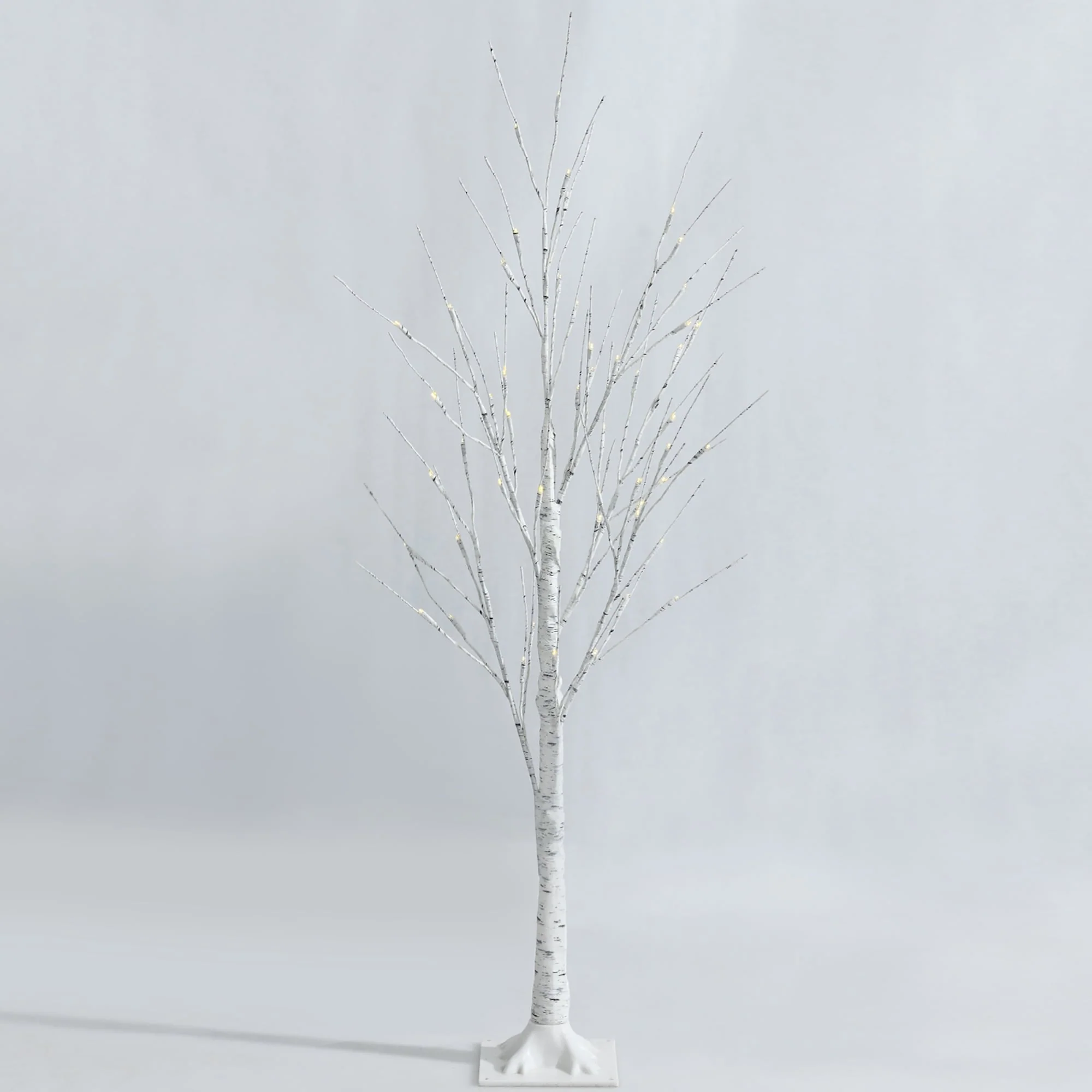 4FT Lighted Birch Tree Artificial White Christmas Tree w LED Lights