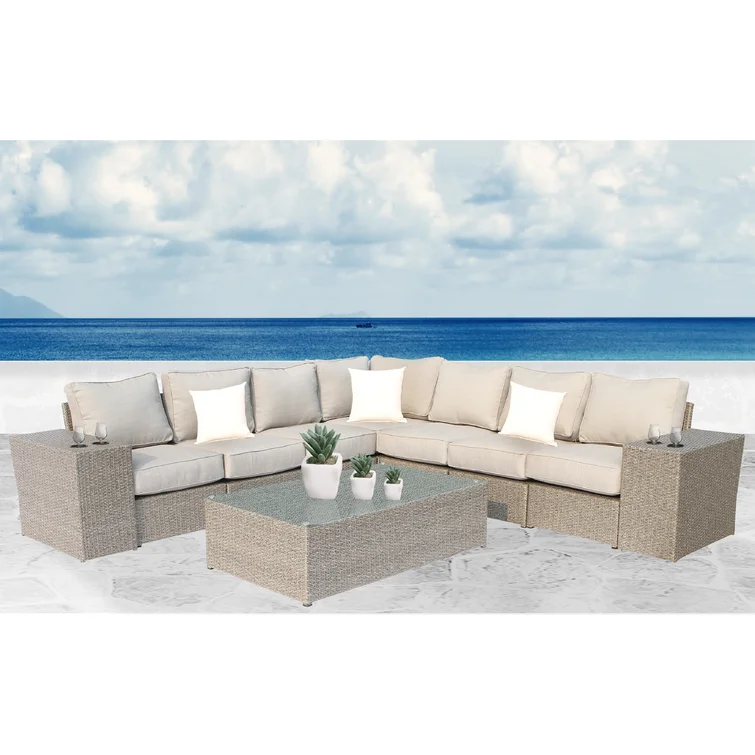 Winsford Fully Assembled 6 - Person Seating Group with Cushions | Assembled Wicker Sofa