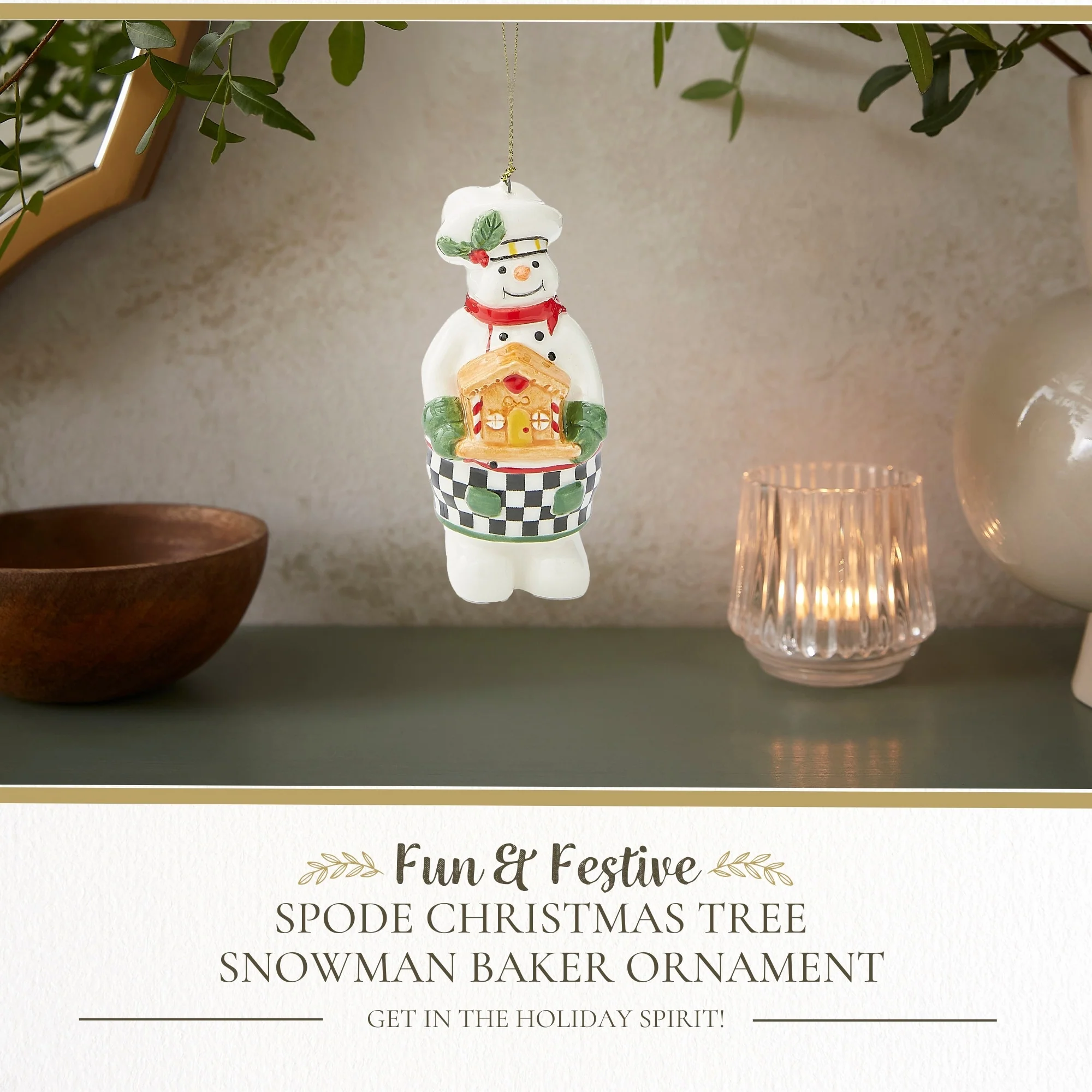 Spode Tree Snowman Baker Ornament
