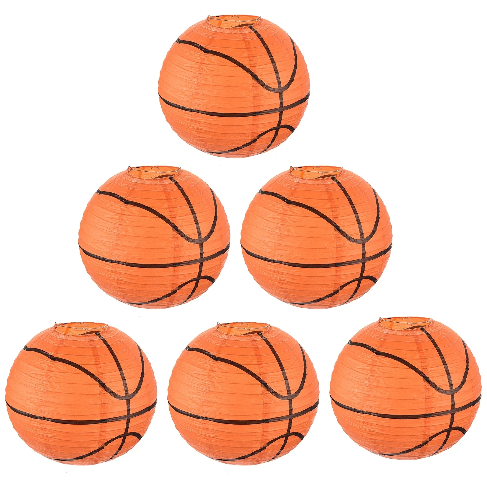 6Pcs Basketball Paper Lantern for Party Decorations, Orange Black - Orange Black