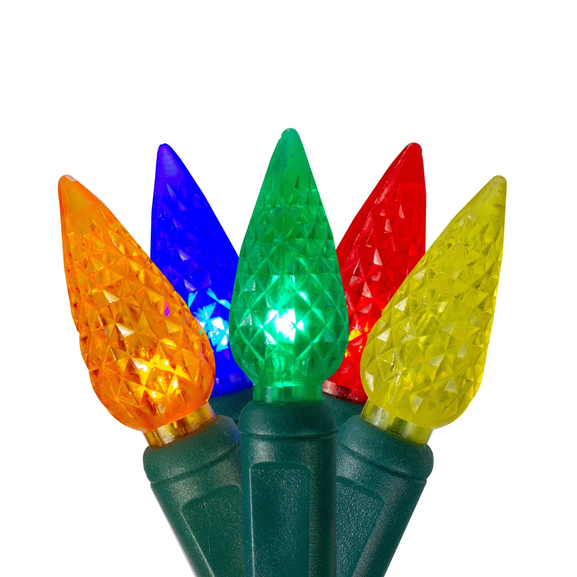 70 Orange Green LED Facet C6 Twinkling Christmas Lights 23.5ft
