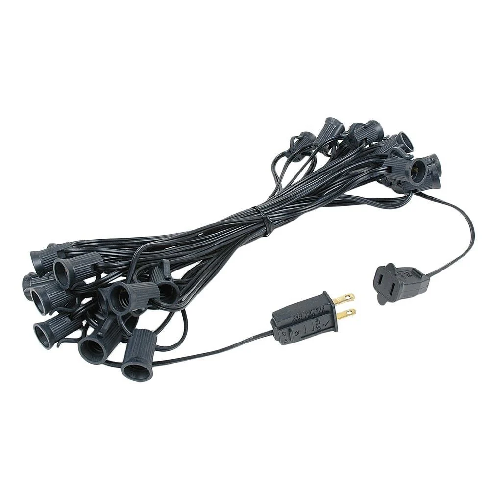 25 Foot C7 Outdoor Patio Christmas Stringer, C7/E12 Base, 12