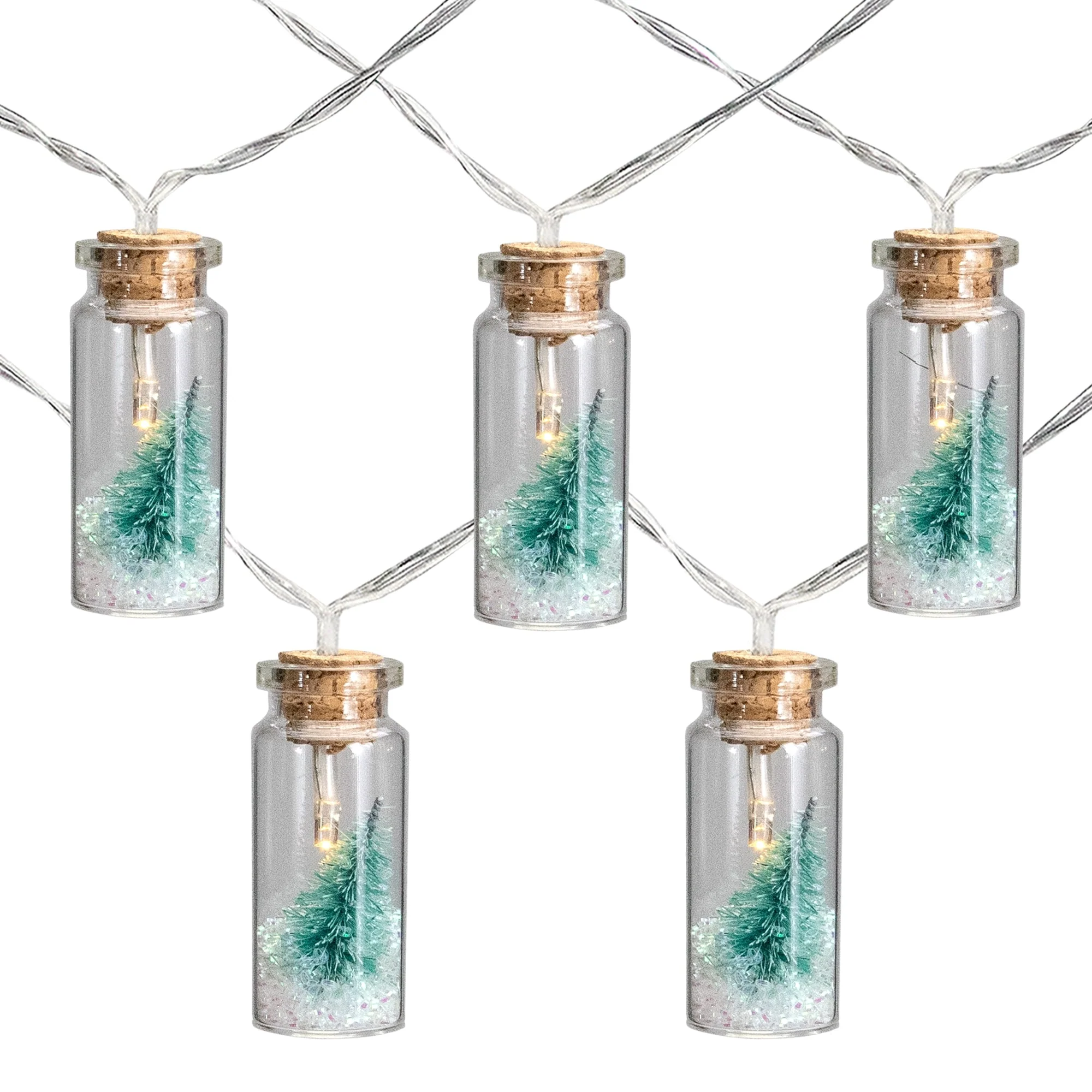 10 B/O Corked Bottle Tree LED white Christmas Lights 3ft Clear Wire