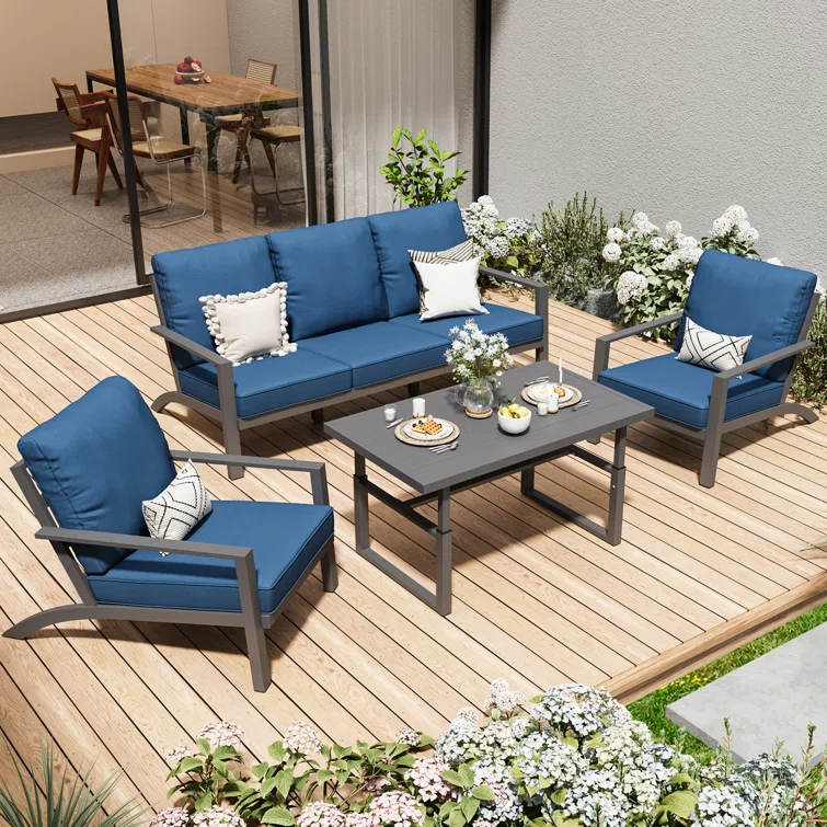 Chanthy 5 - Person Outdoor Seating Group with Cushions