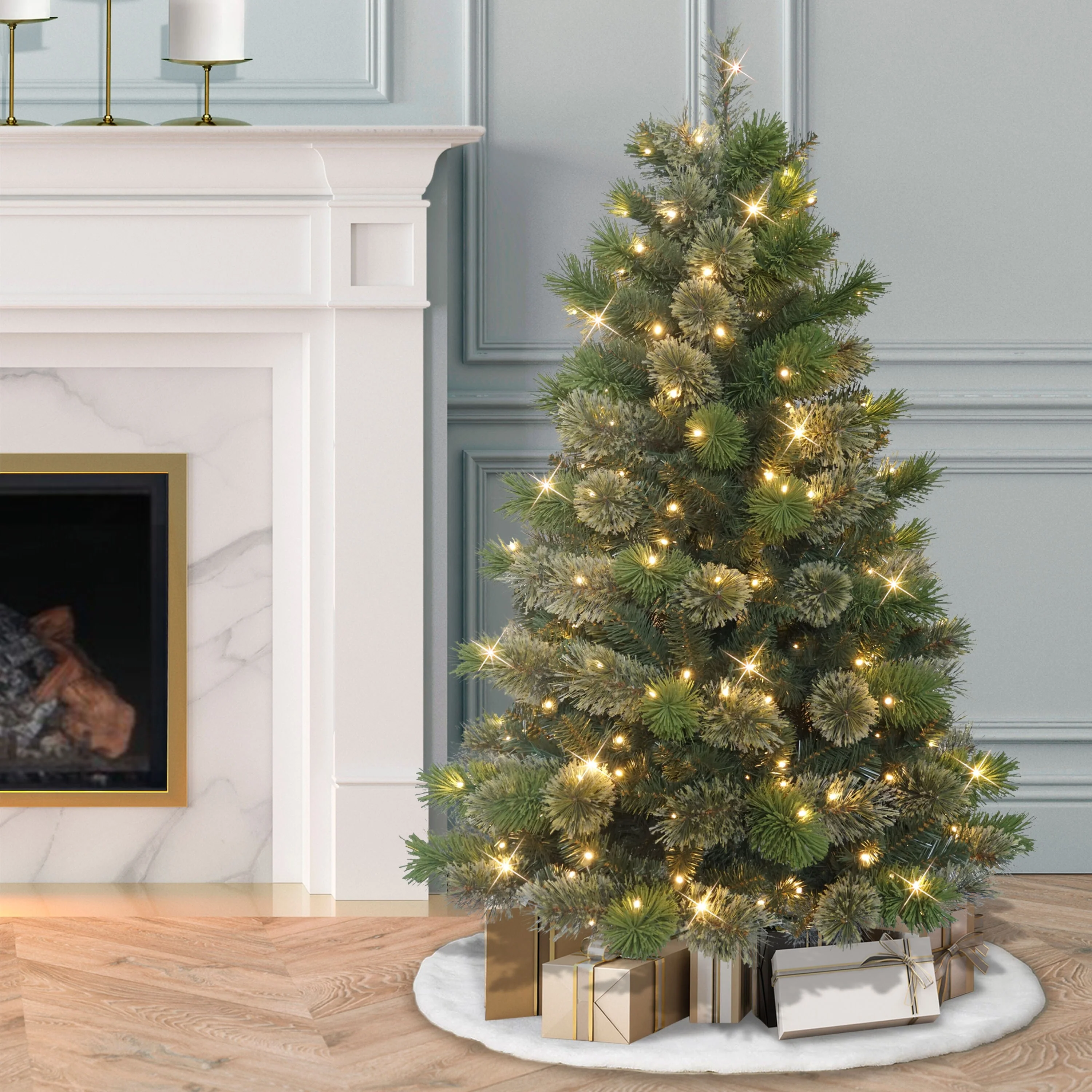 Puleo International 4.5' Pre-Lit Artificial Oklahoma Pine Tree