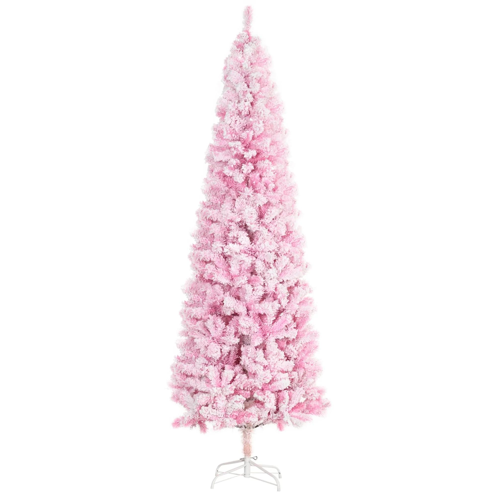 7.5ft Pink Slim Pencil Artificial Christmas Tree by HOMCOM with 818 Branch Tips & Stable Base