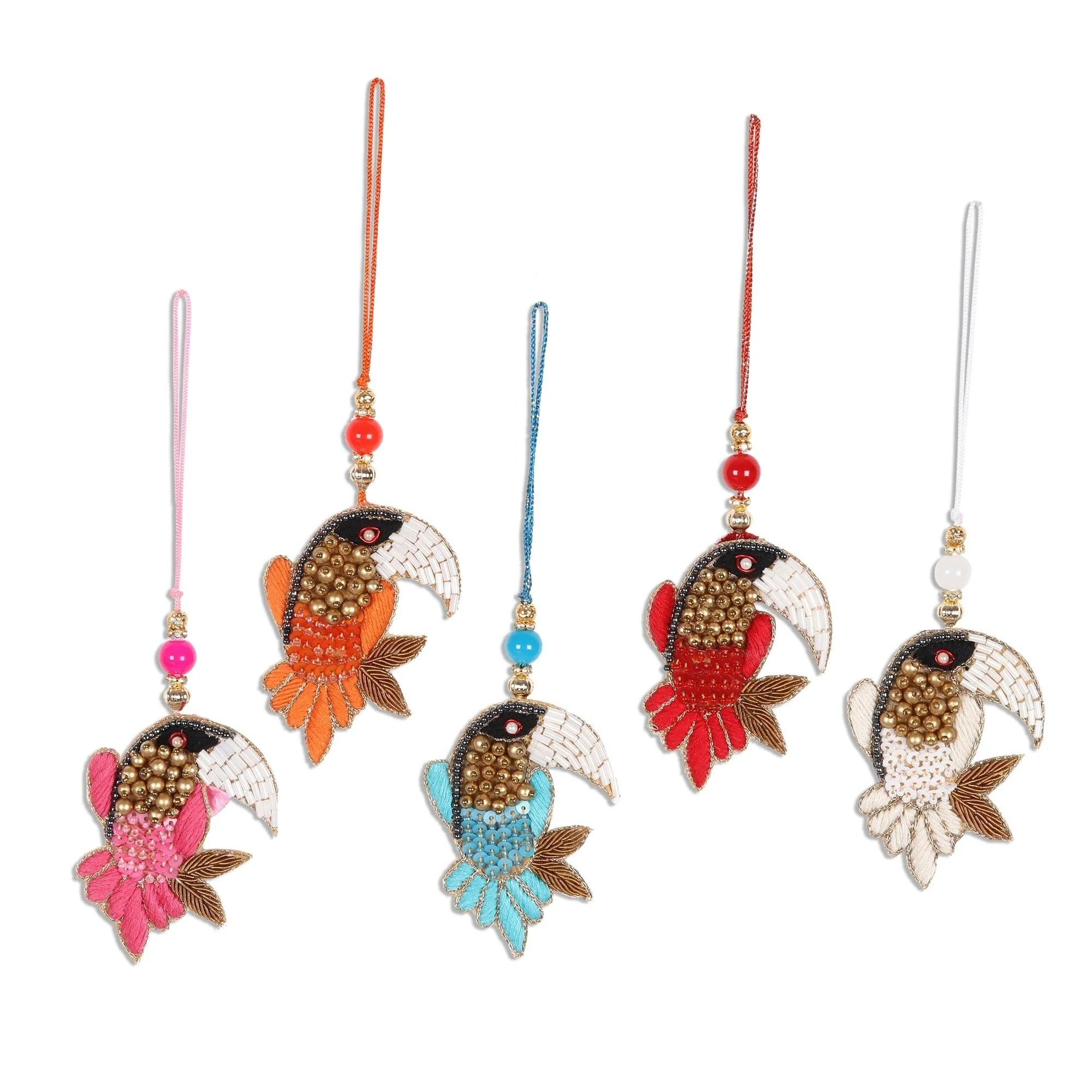 Novica Handmade Glamorous Toucans Beaded Ornaments (Set Of 5)
