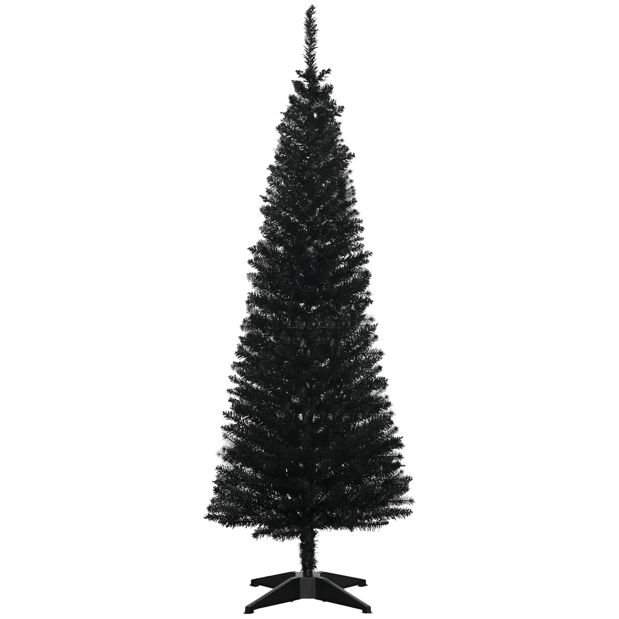 5' Flocked Slim Pencil Christmas Tree with 294 Branch Tips, Auto Open Design & Plastic Stand