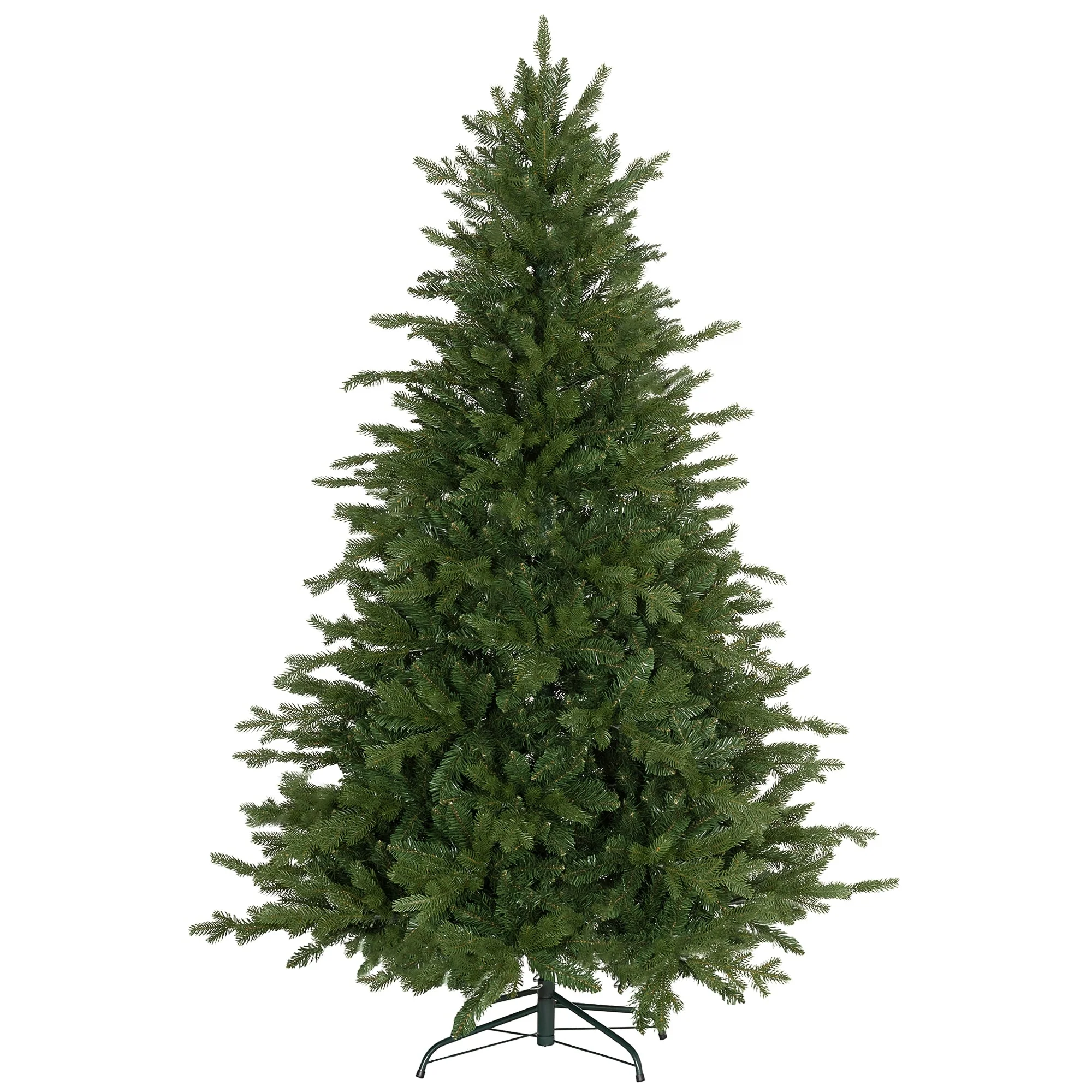6ft Full Green Artificial Christmas Tree with Flame Retardant Tips, 1821 Branches, Hinged Design for Easy Setup and Stability