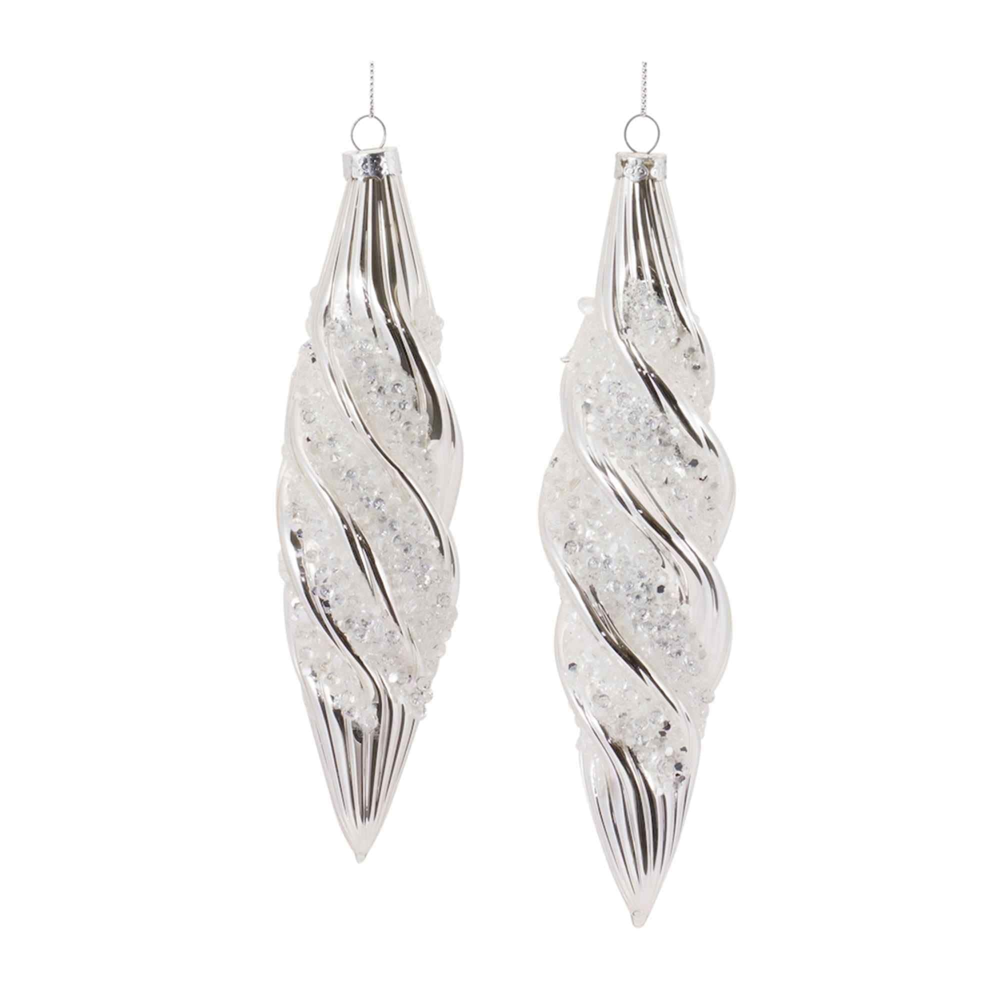 Shiny Finish Swirl Glass Christmas Drop Ornaments 8