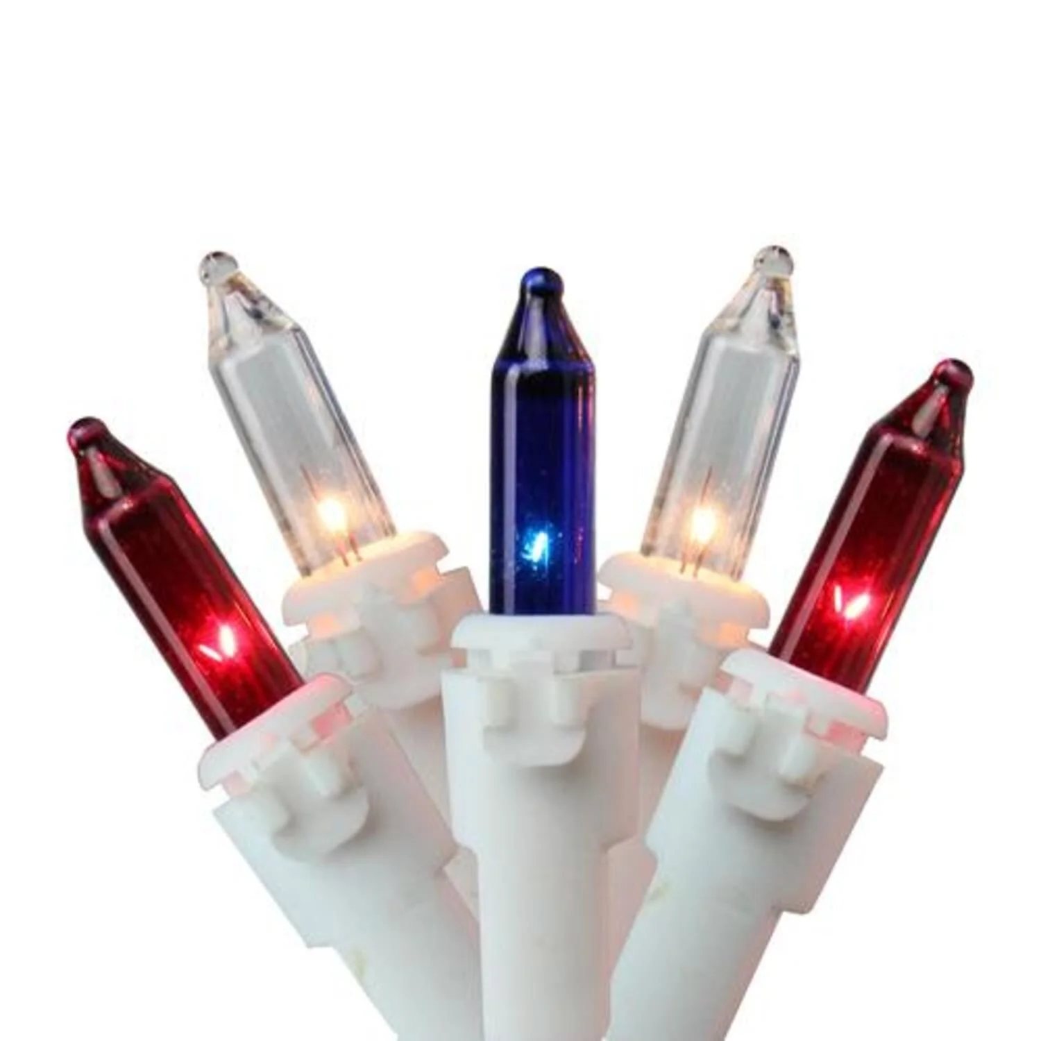 150-Count Red Blue Chasing Mini Christmas Light Set, 34ft White Wire
