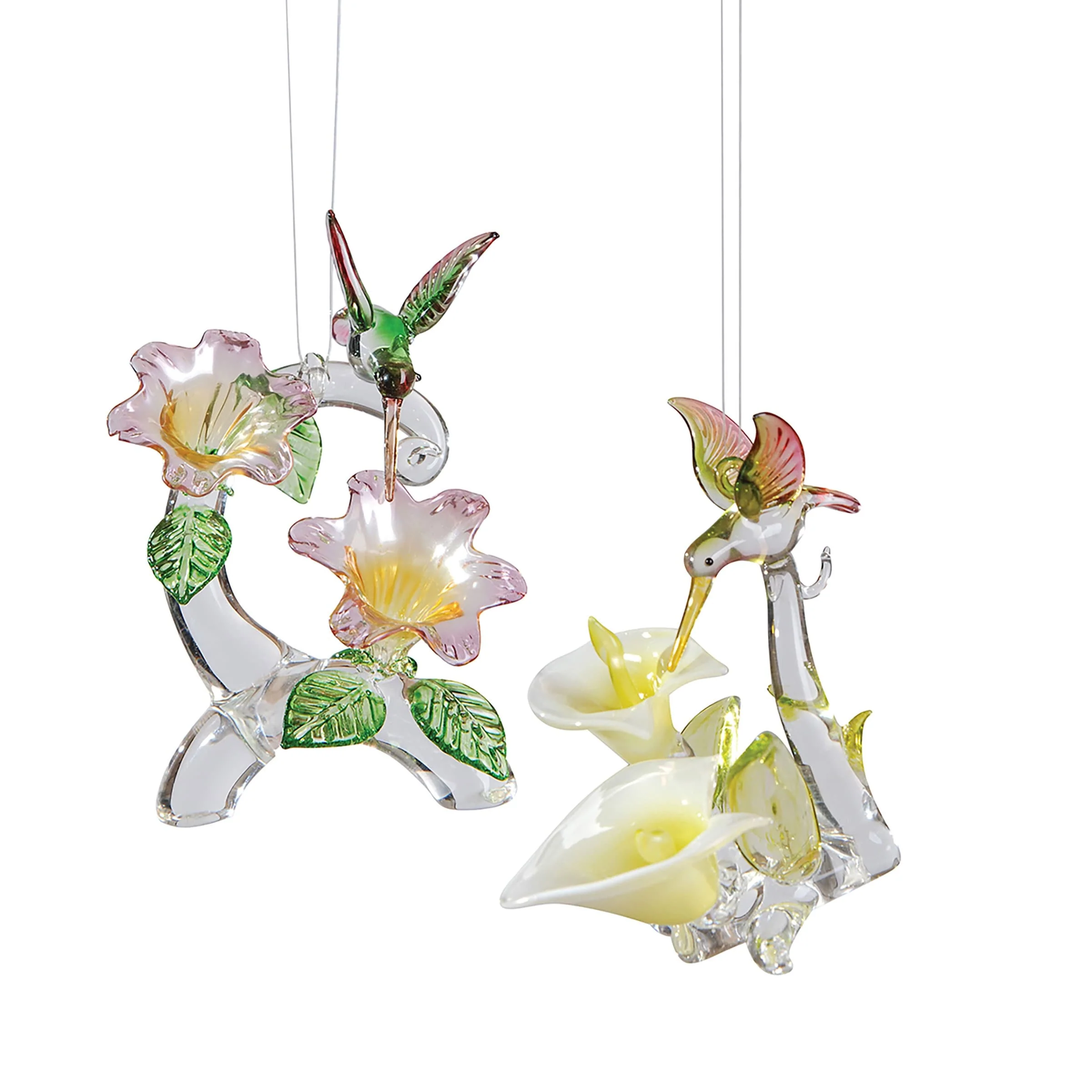 Hummingbird & Flower Christmas Xmas Ornament Set of 2 - Set of 2