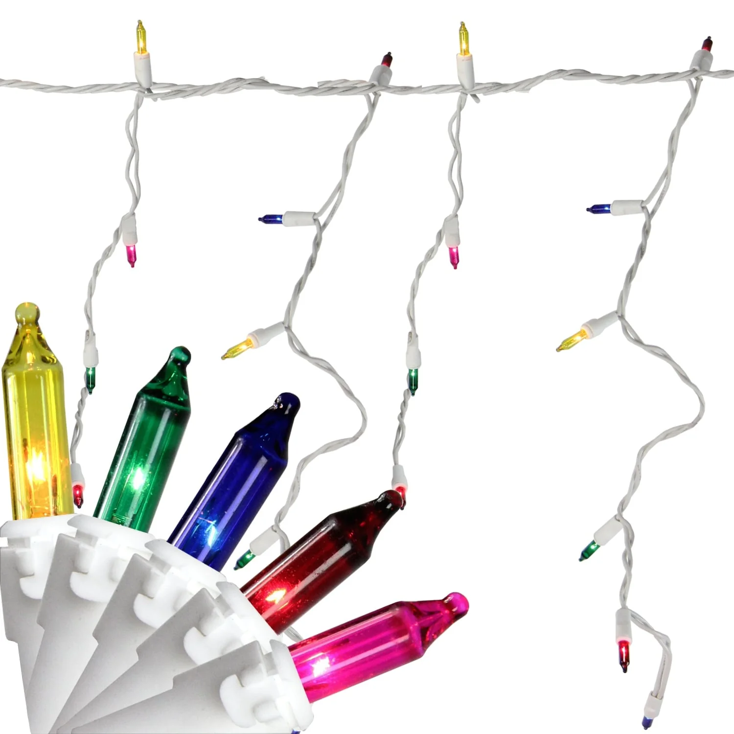 50-Count Red Green Mini Icicle Christmas Light Set - 2.5ft White Wire