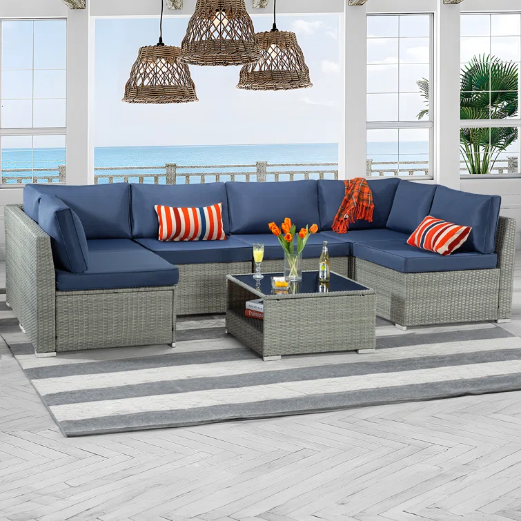 7-Piece Outdoor Seating Group with Cushions